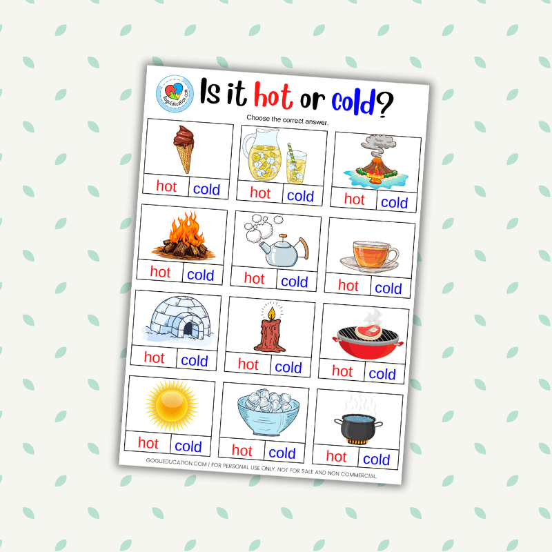 Hot Or Cold Worksheets Printable