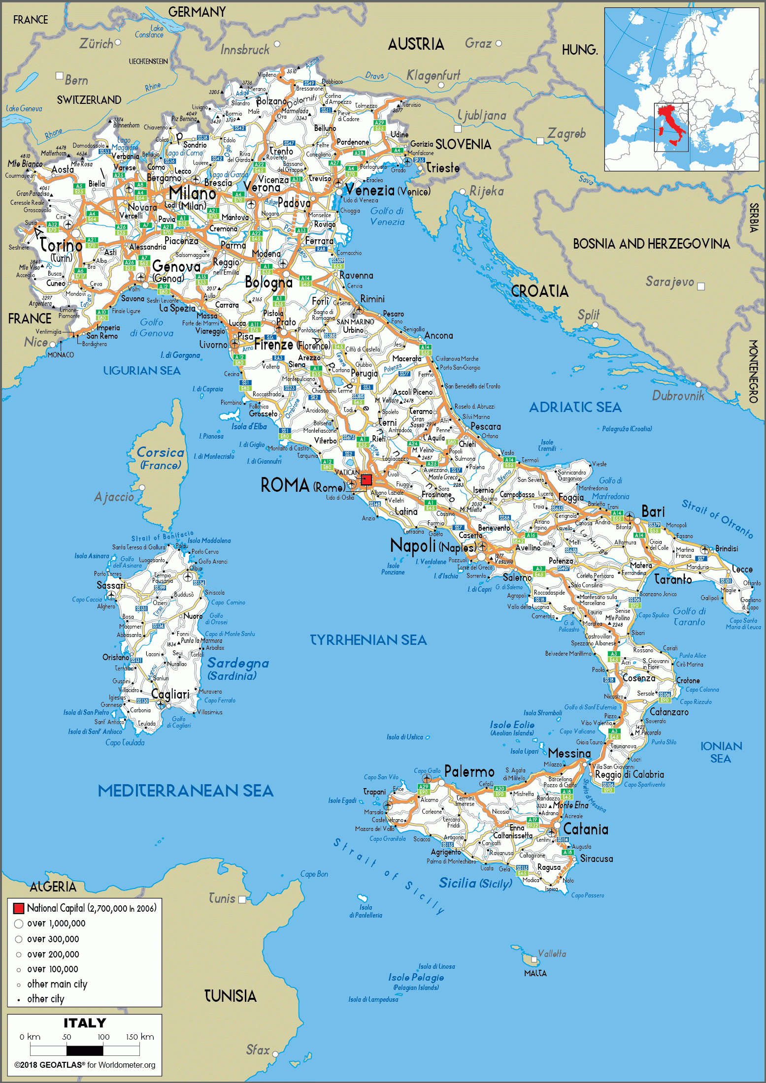 Printable Road Map Of Italy