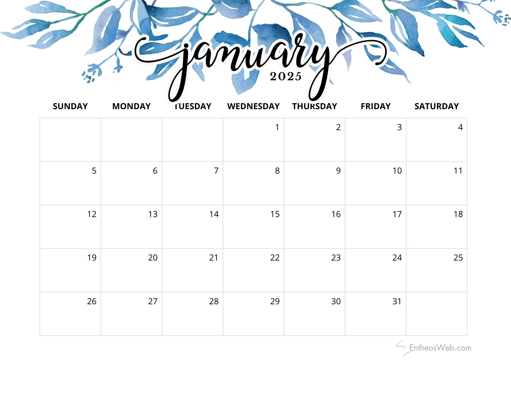 January 2025 Calendars EntheosWeb