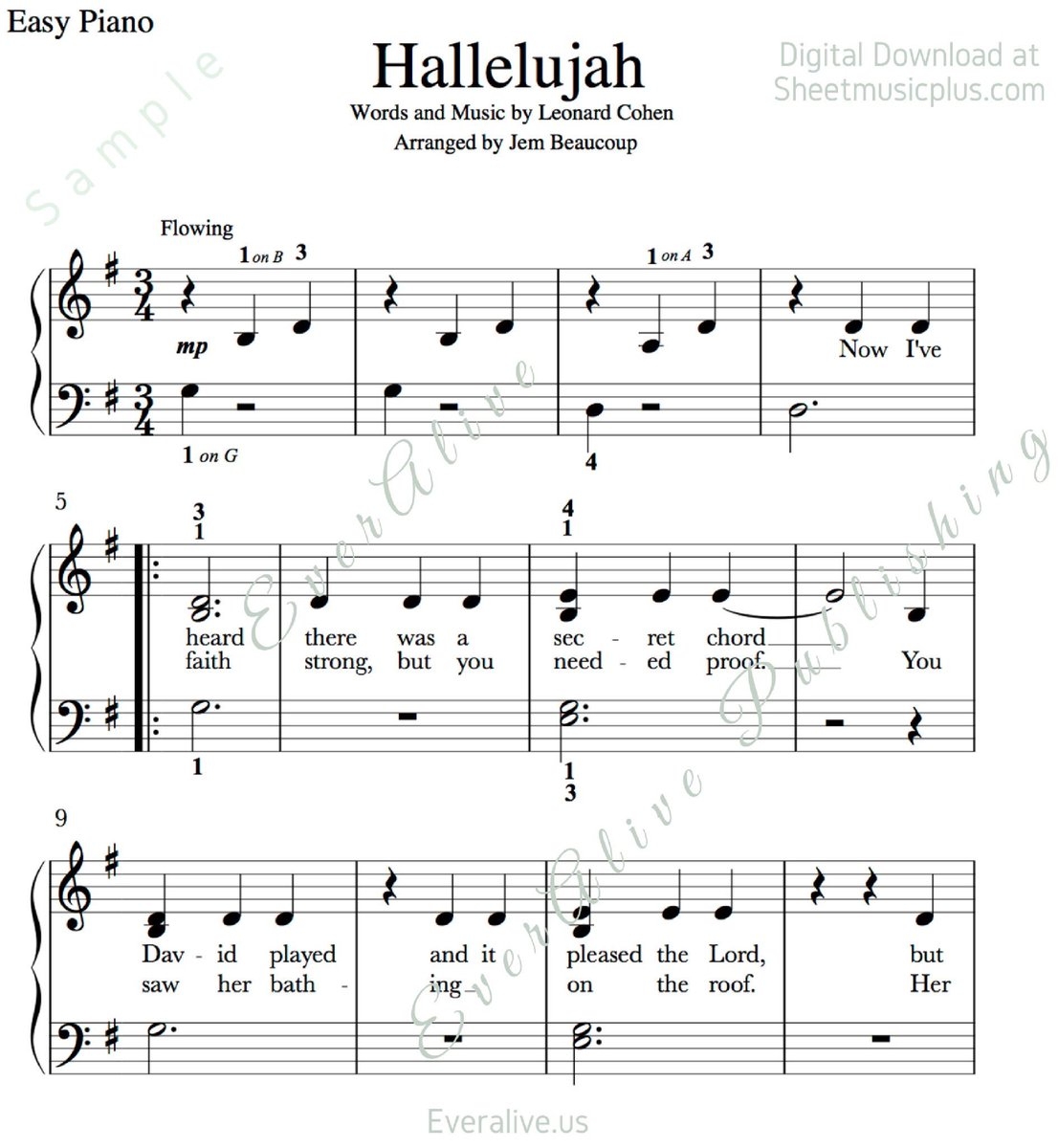 Hallelujah Piano Sheet Music Free Printable