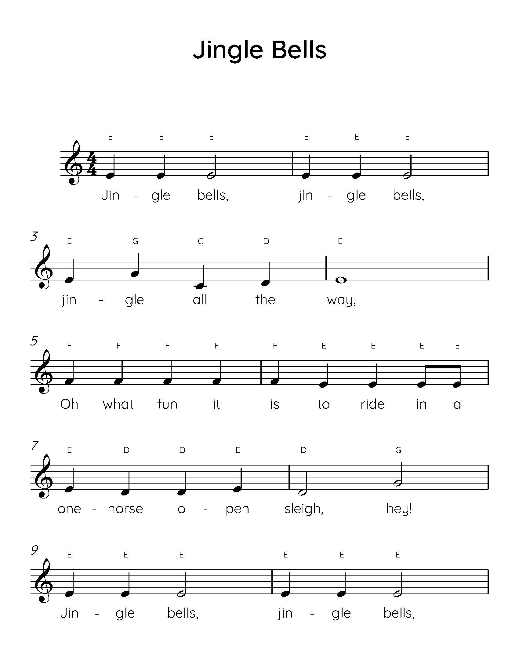 Jingle Bells Sheet Music Free Printable