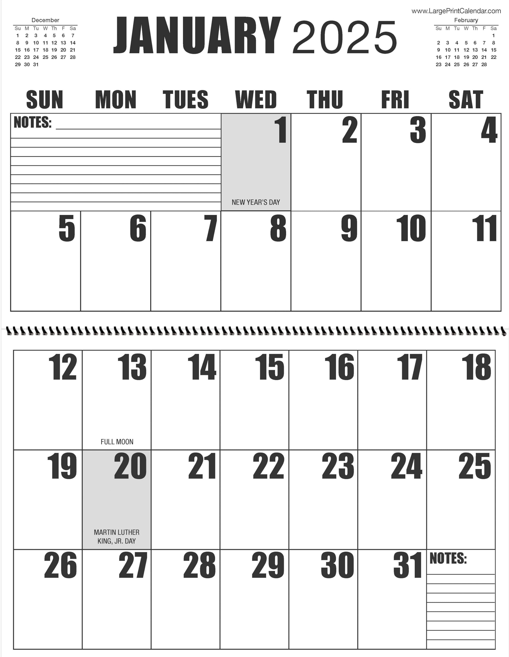 Large Printable Calendar