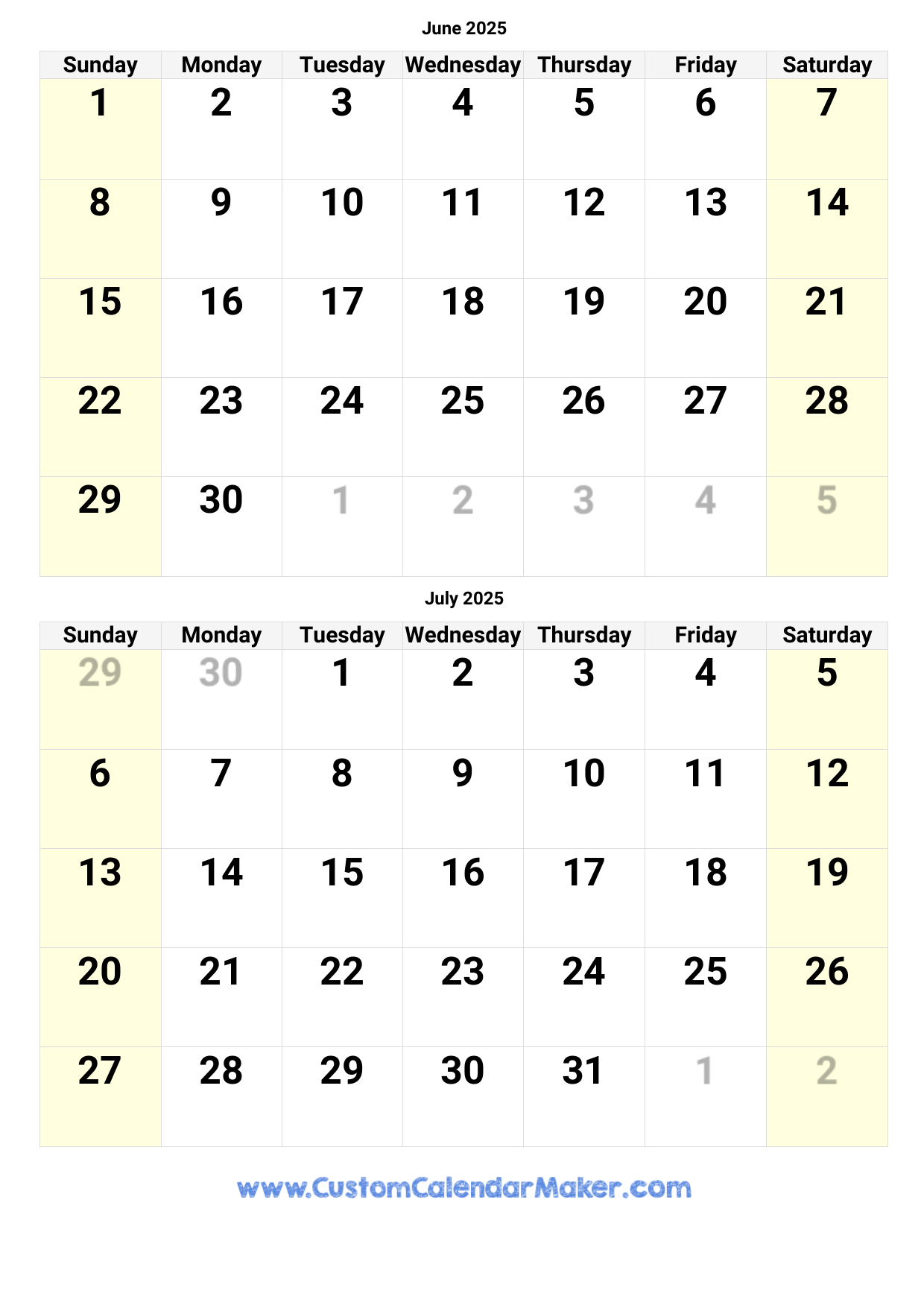 May June July Printable Calendar