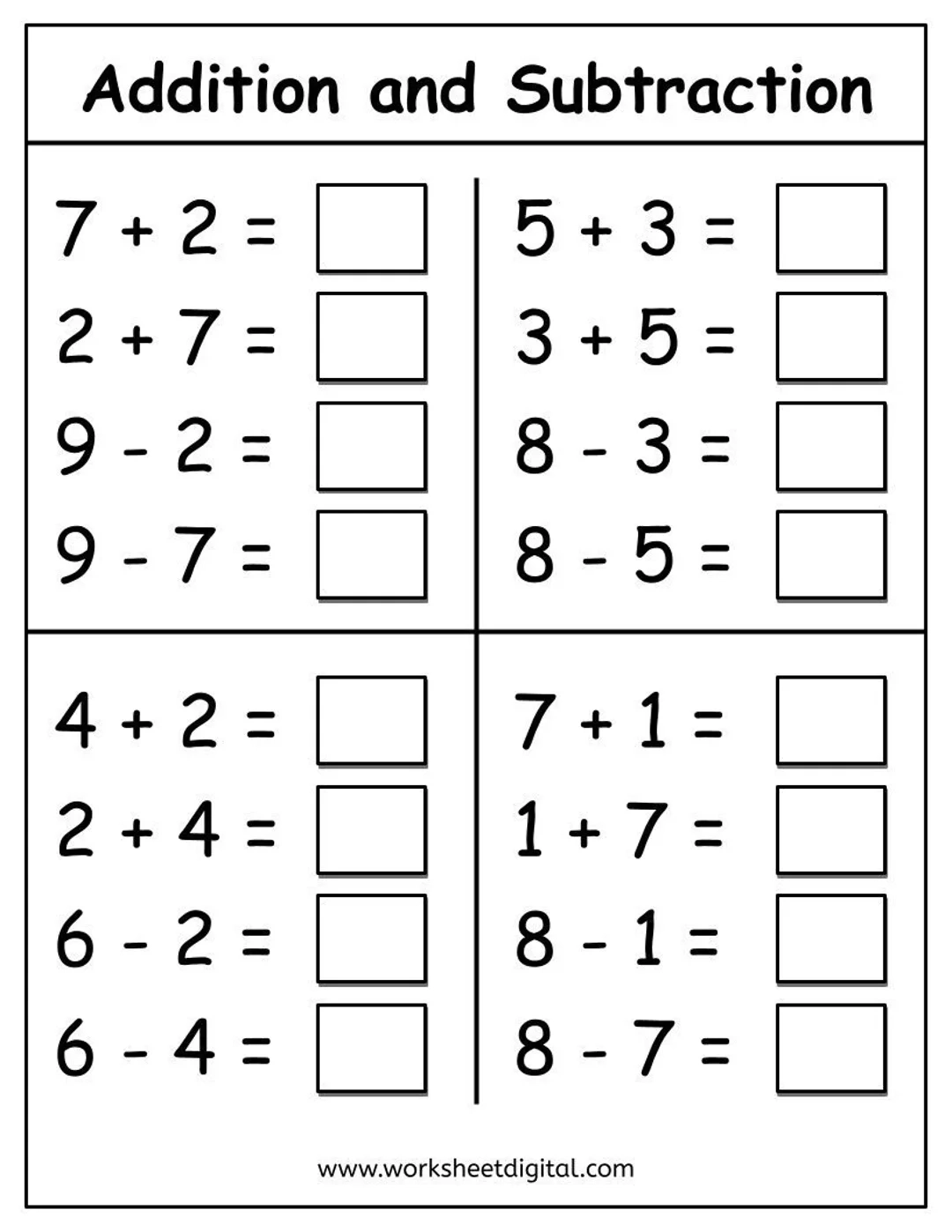 Kindergarten Addition Worksheets Grade 1 Math Worksheets Number Fact Family Addition Printable Adding Numbers Mathematics Worksheet Etsy