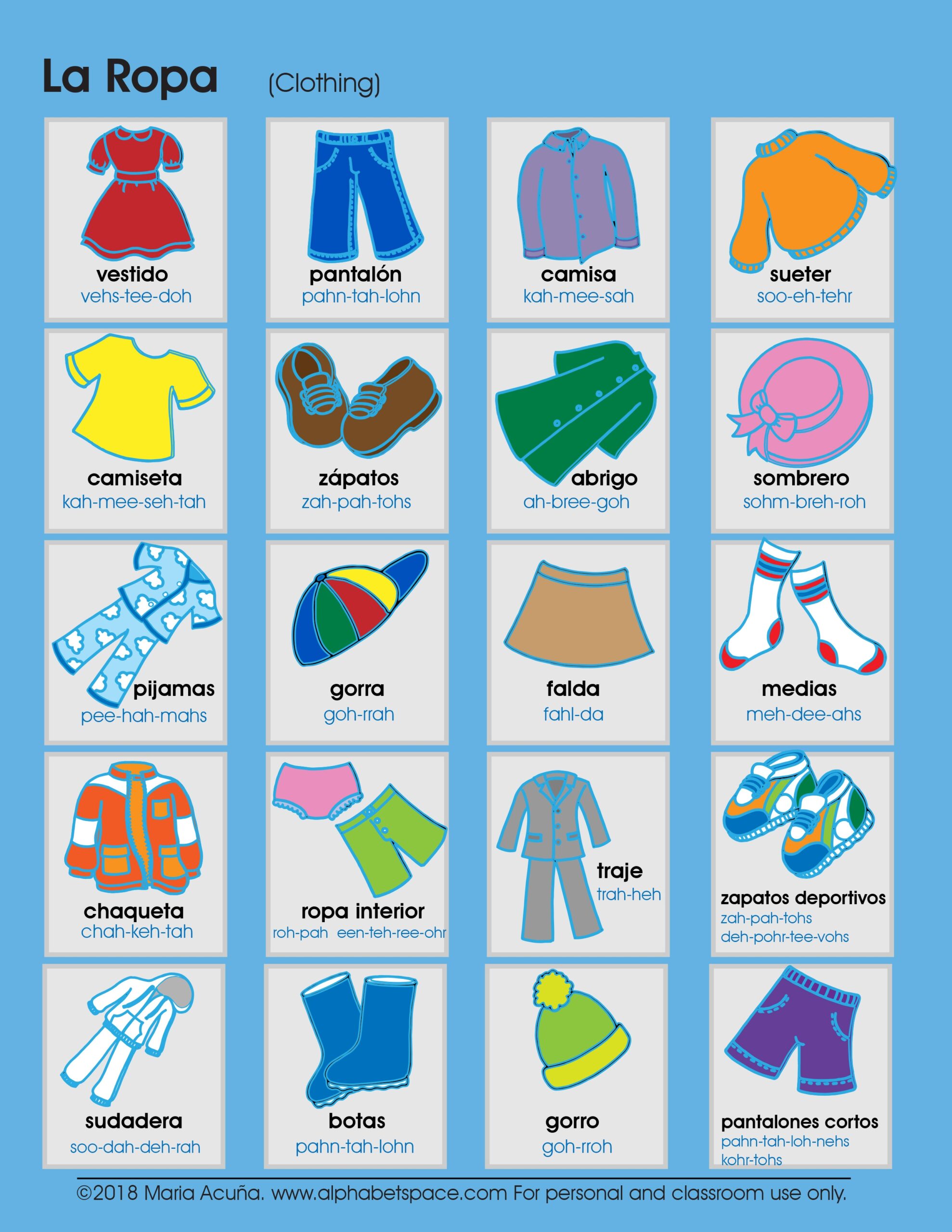 La Ropa Clothing Spanish U0026 English ESL For Children