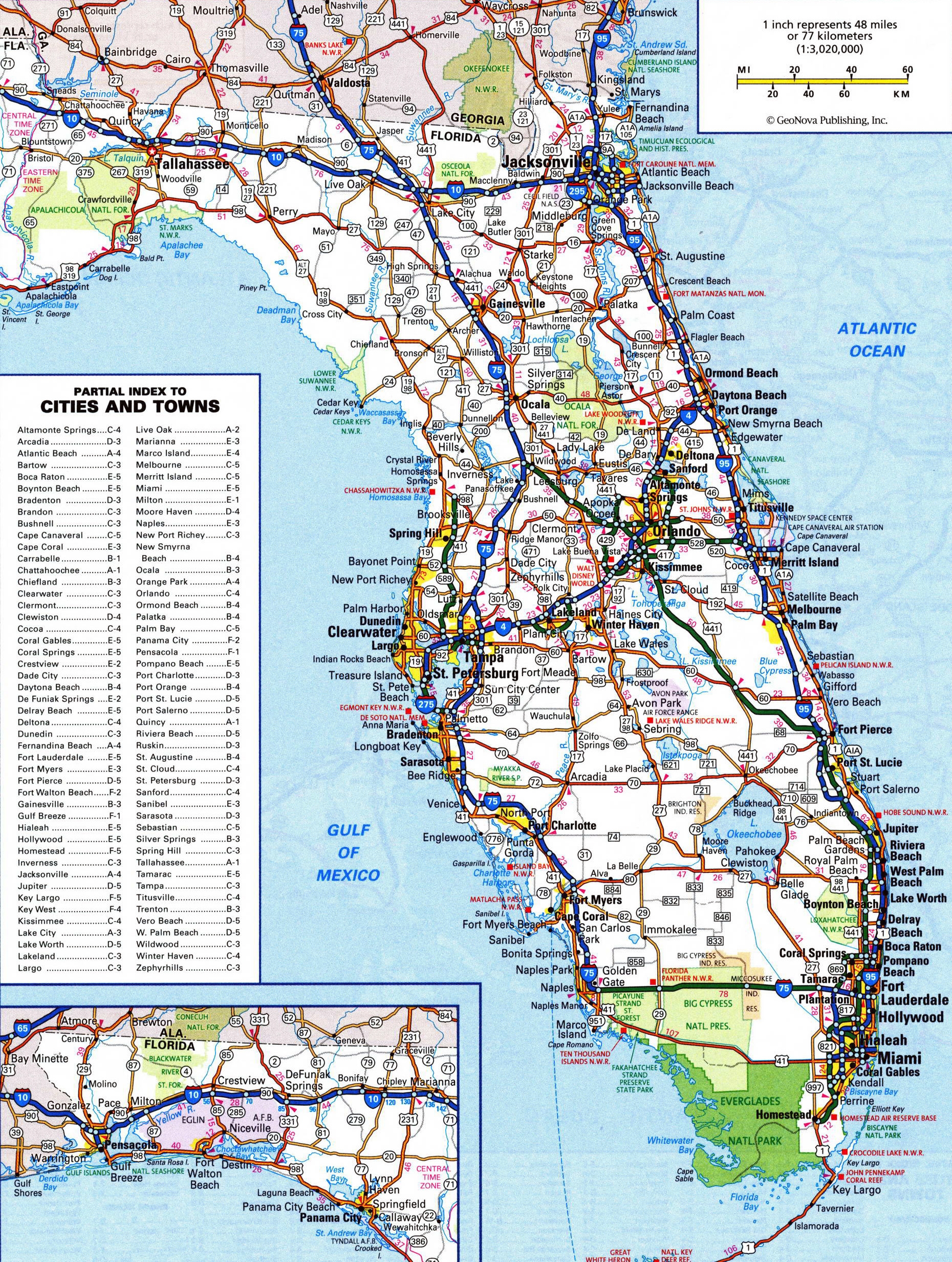 Large Detailed Roads And Highways Map Of Florida State Vidiani Maps Of All Countries In One Place