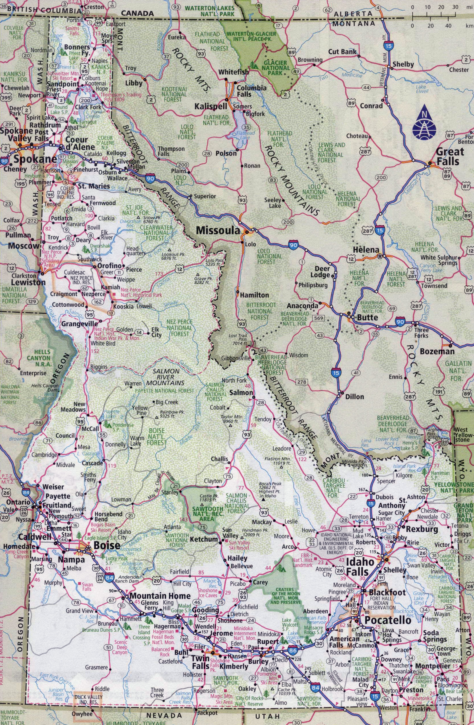 Printable Road Map Of Idaho