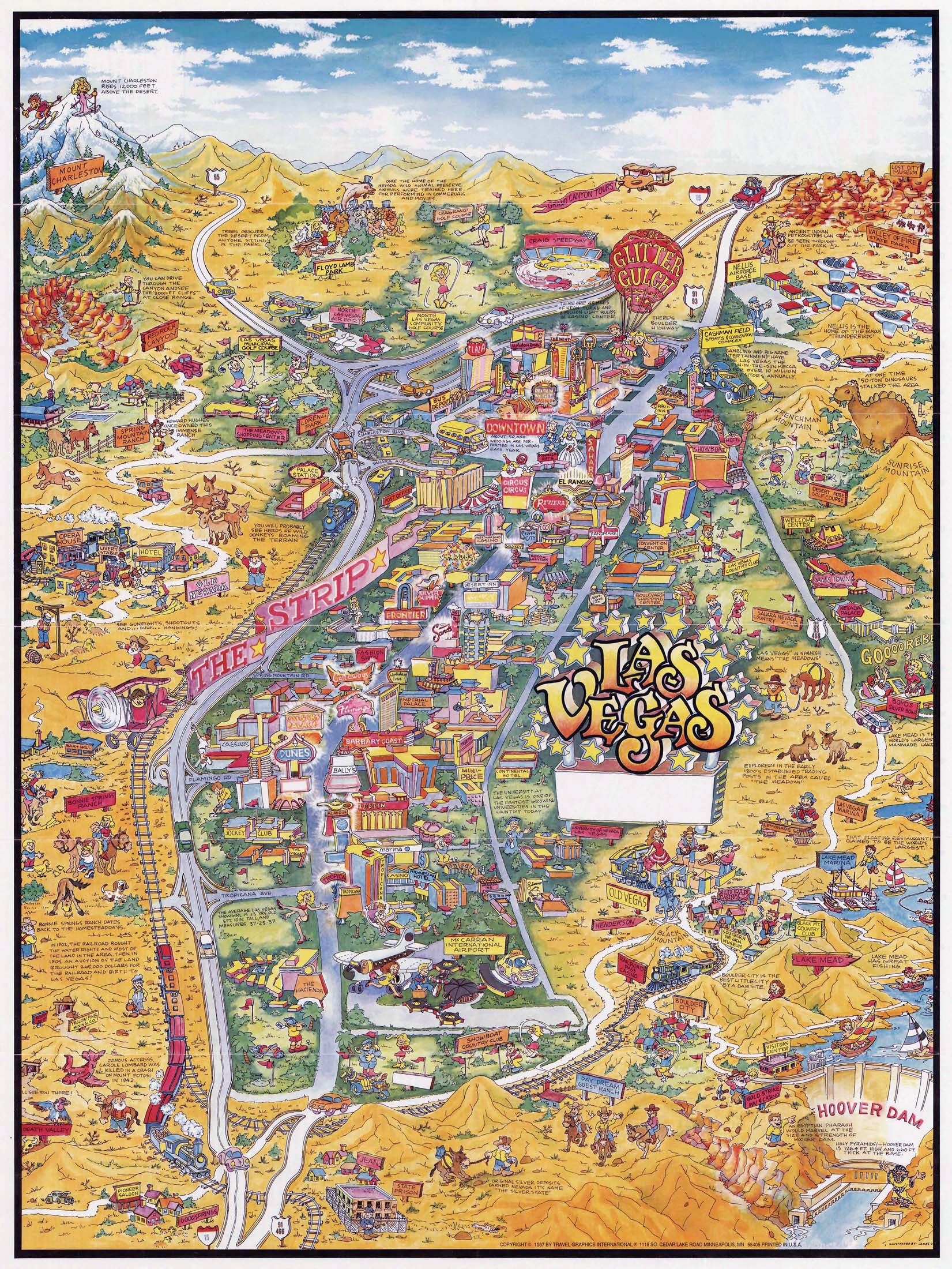 Large Detailed Tourist Illustrated Map Of Las Vegas Vidiani Maps Of All Countries In One Place