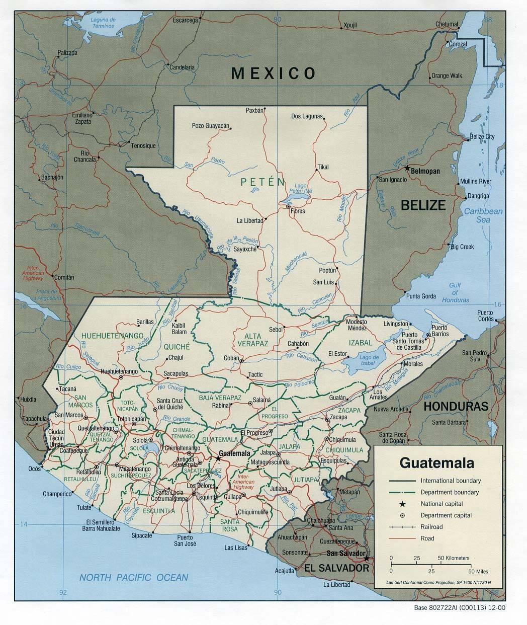 Free Printable Map Of Guatemala