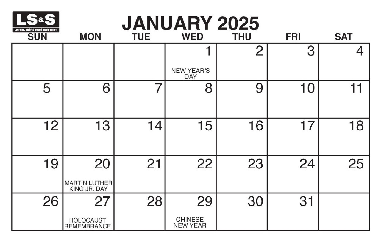 Large Print Wall Calendar The Carroll Center For The Blind