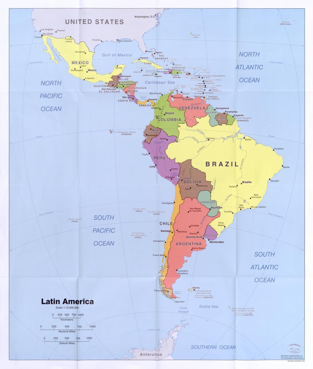 Printable Map Of Latin American Countries