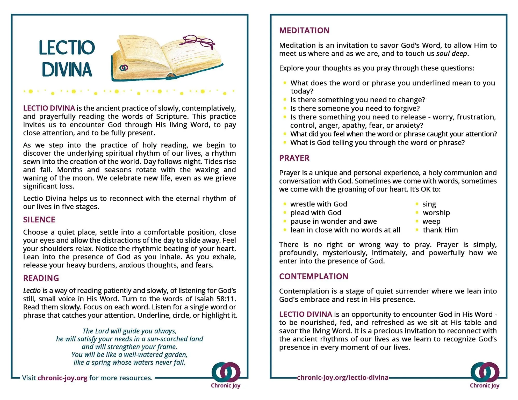 Printable Lectio Divina Worksheet
