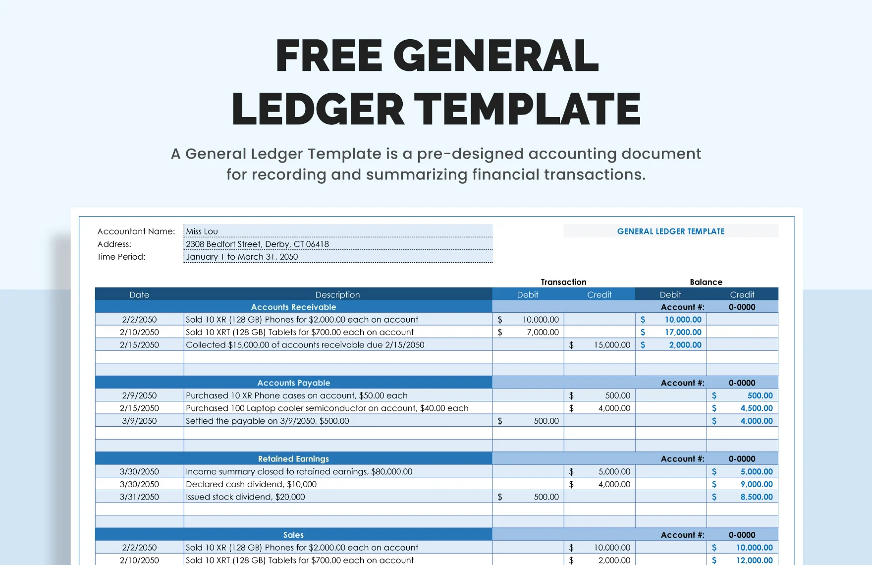 Ledger Paper Template 7 Free Word PDF Document Download