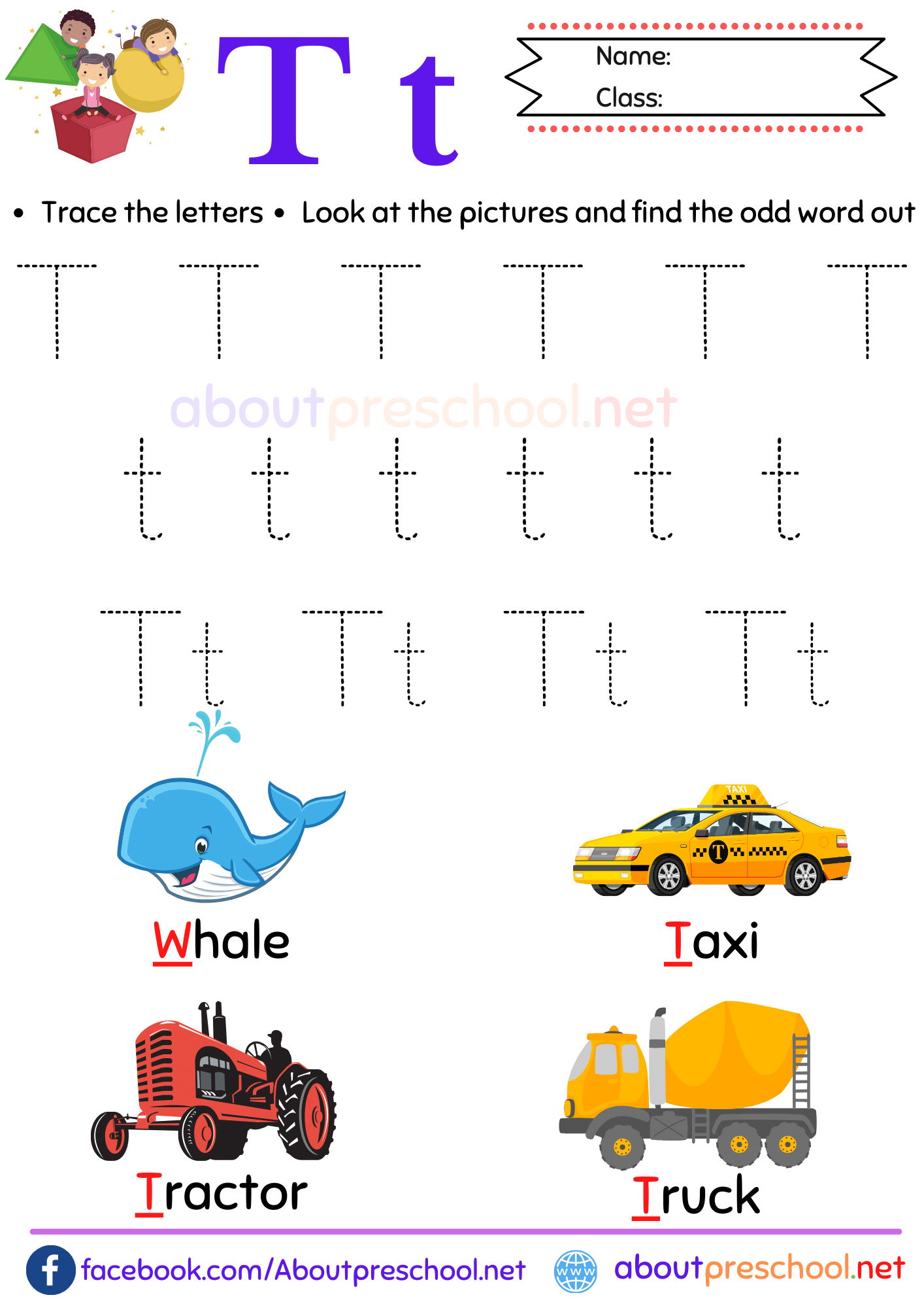Free Printable Letter T Worksheets