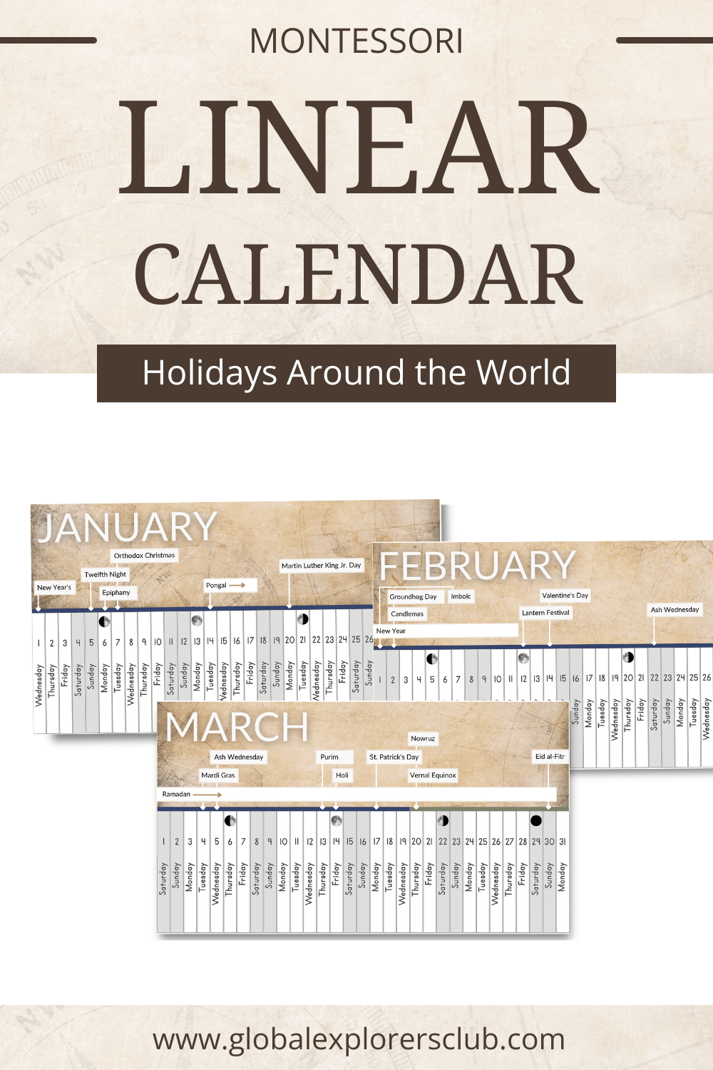 Linear Calendar Free Printable Free And Unfettered