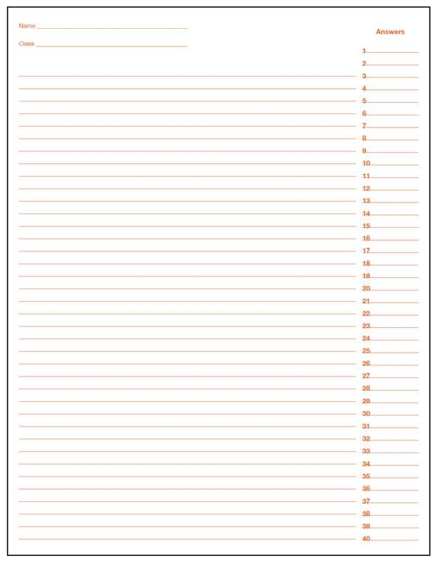 Printable Answer Sheet Pdf 1 40 Printable Answer Sheet Pdf 1 40
