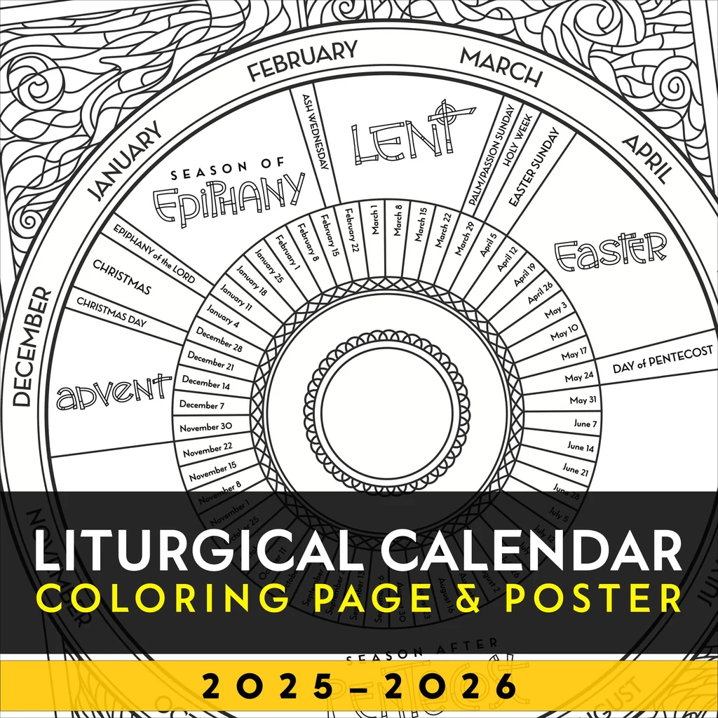 Liturgical Calendar Coloring Page Poster 2025 2026 Illustrated Ministry