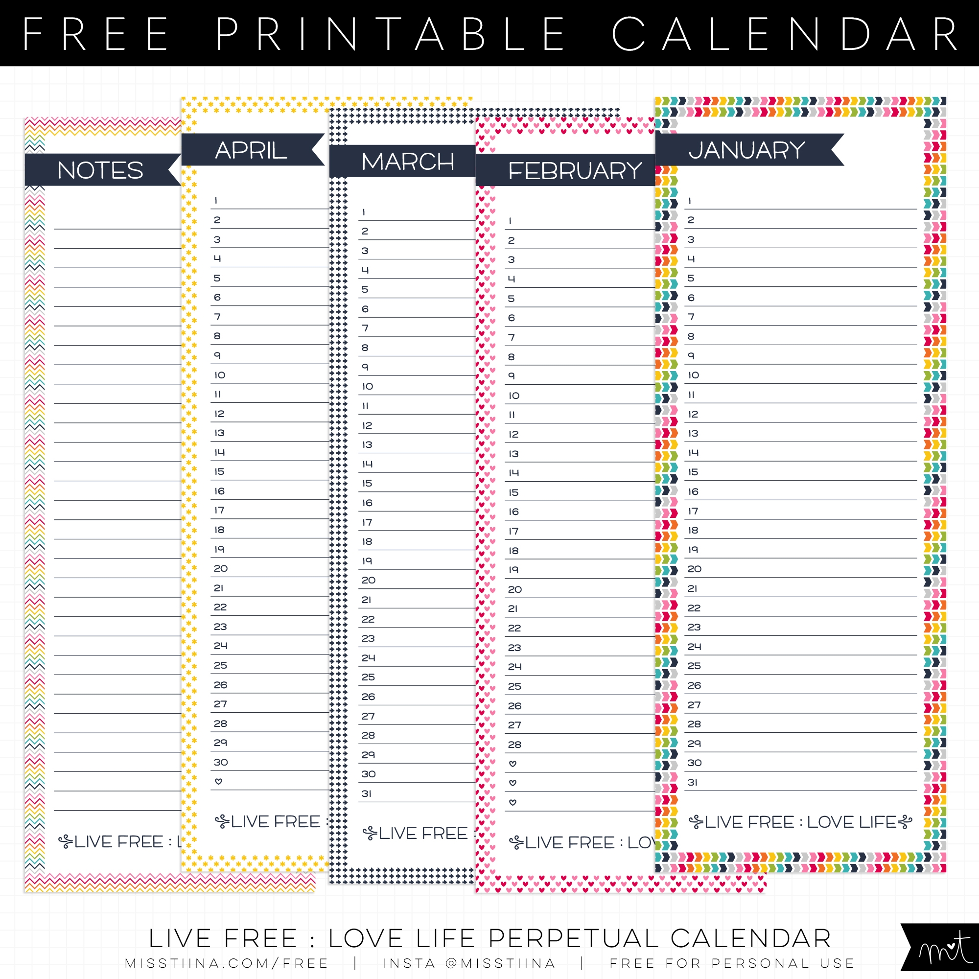 Free Printable Perpetual Calendar