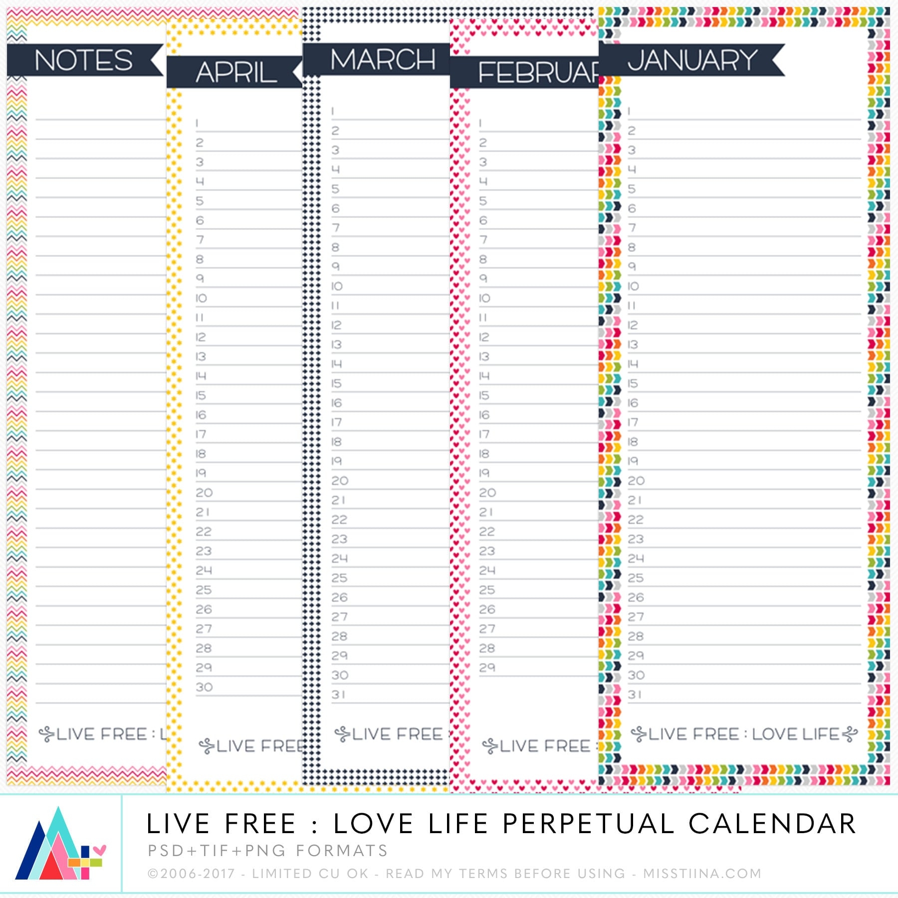 Printable Perpetual Calendar Template