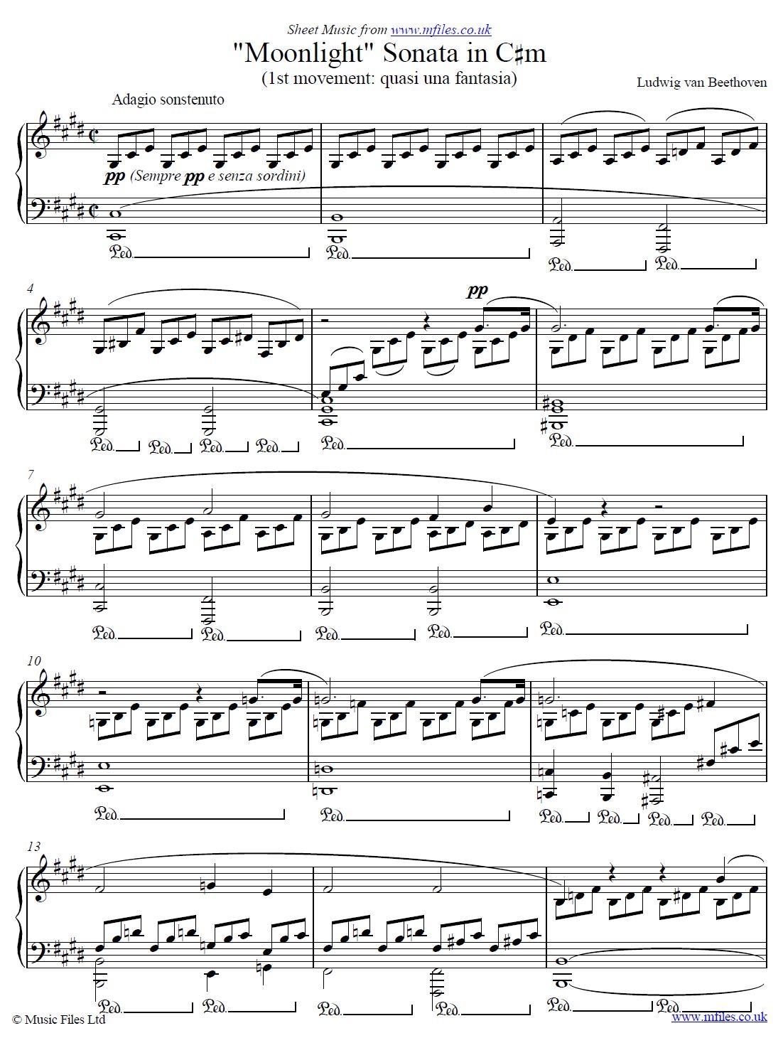 Pdf Printable Moonlight Sonata Sheet Music