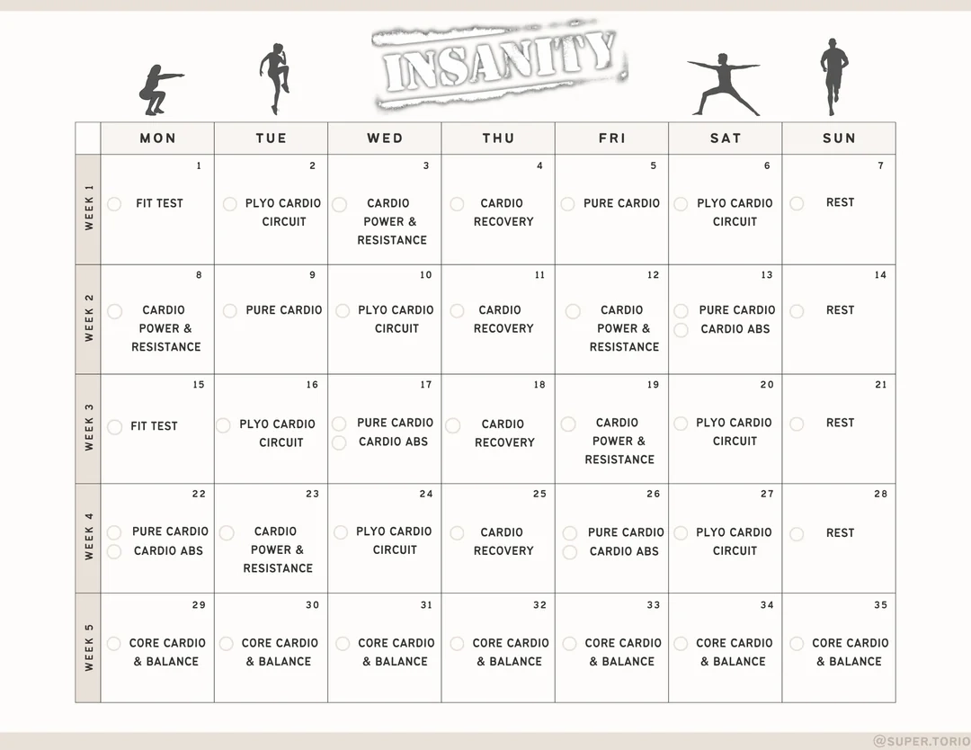 Insanity Calendar Printable