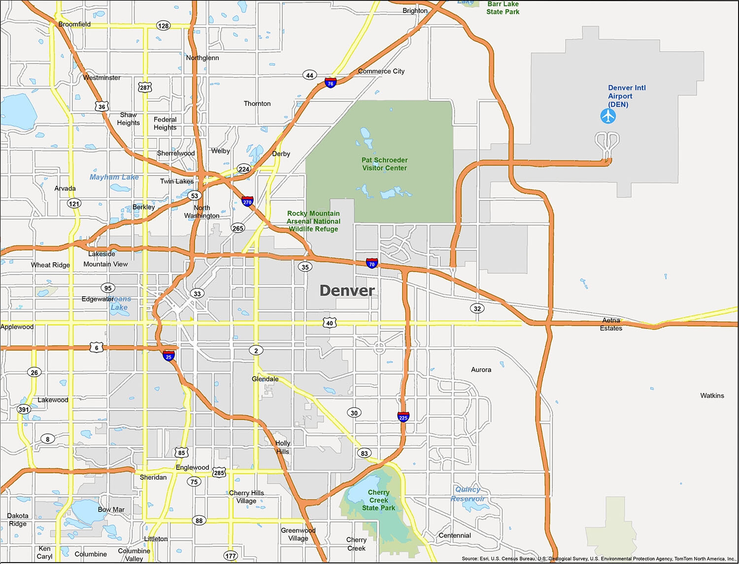 Map Of Denver Colorado GIS Geography