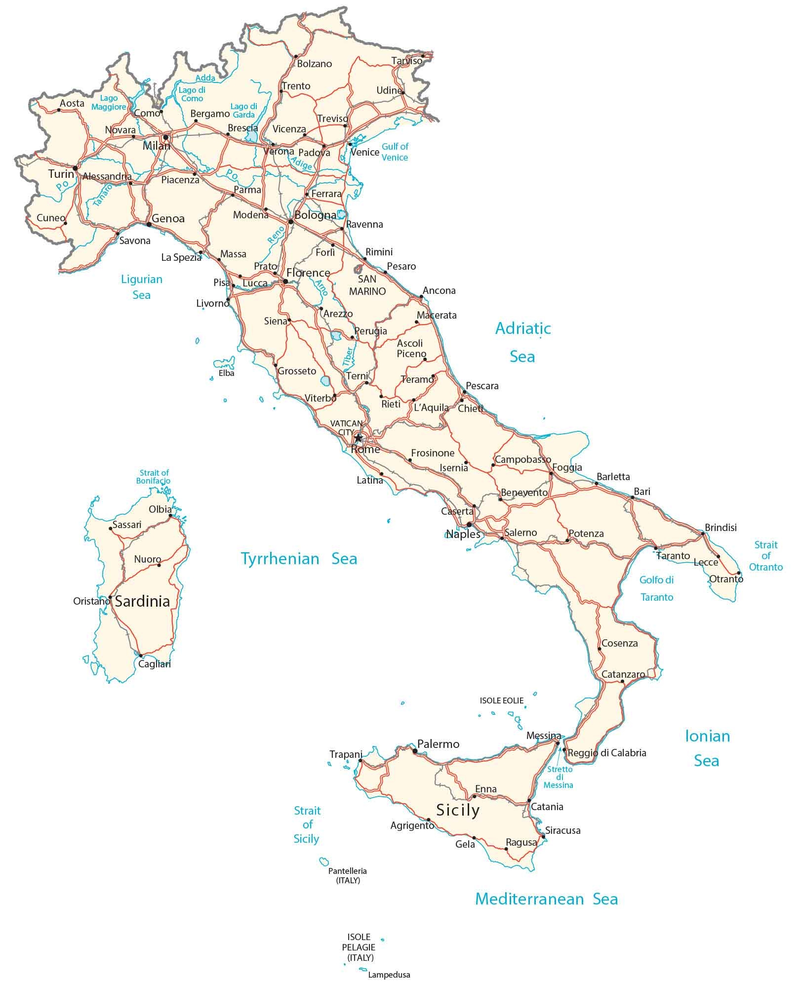 Map Of Italy Cities And Roads GIS Geography Map Of Italy Cities And Roads GIS Geography