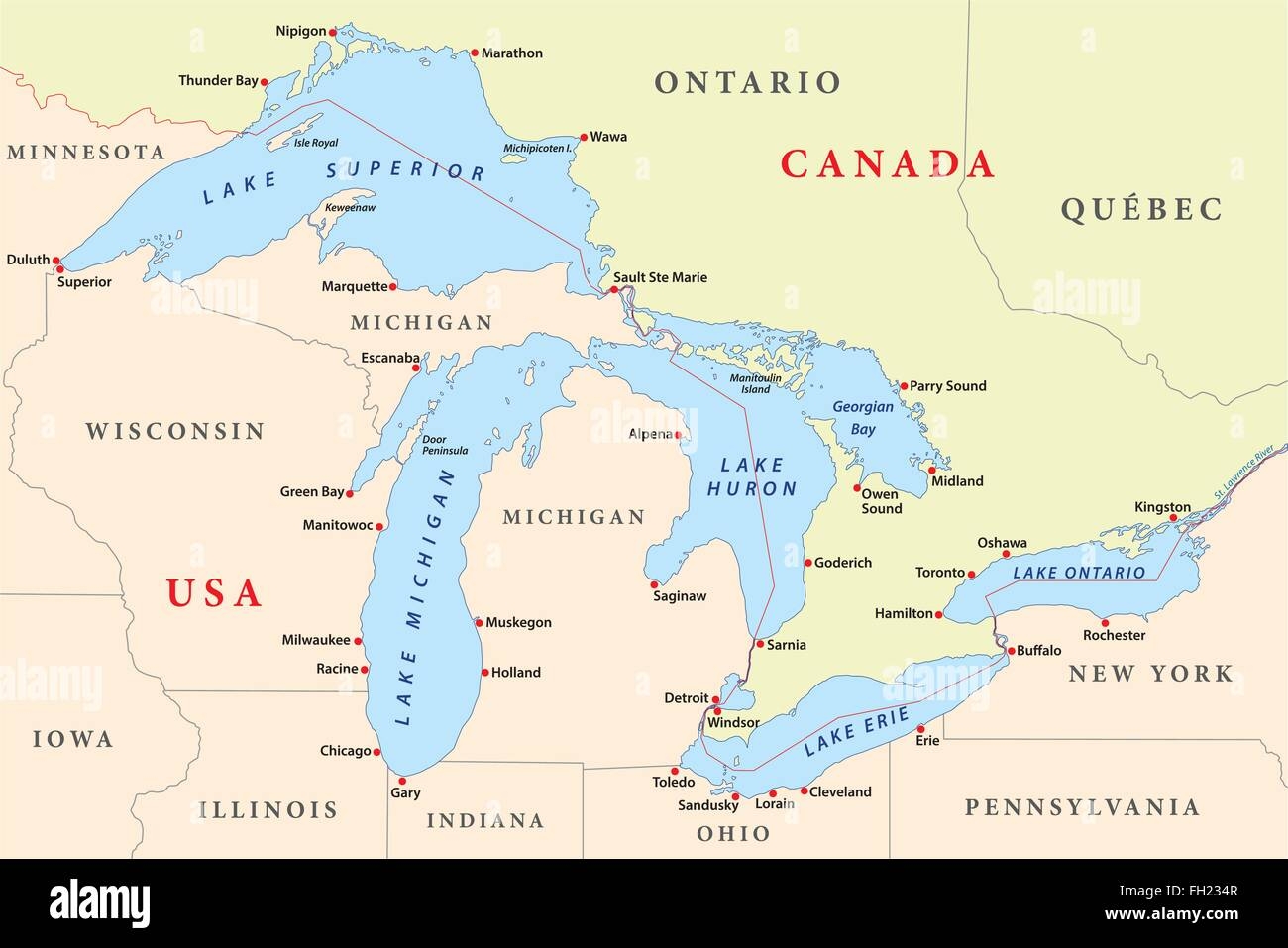 Map Of Lake Huron Hi res Stock Photography And Images Alamy