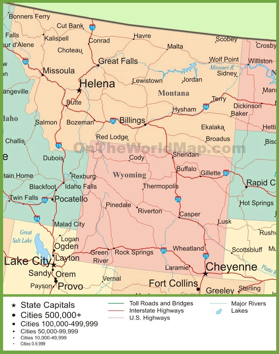 Printable Map Of Montana And Wyoming