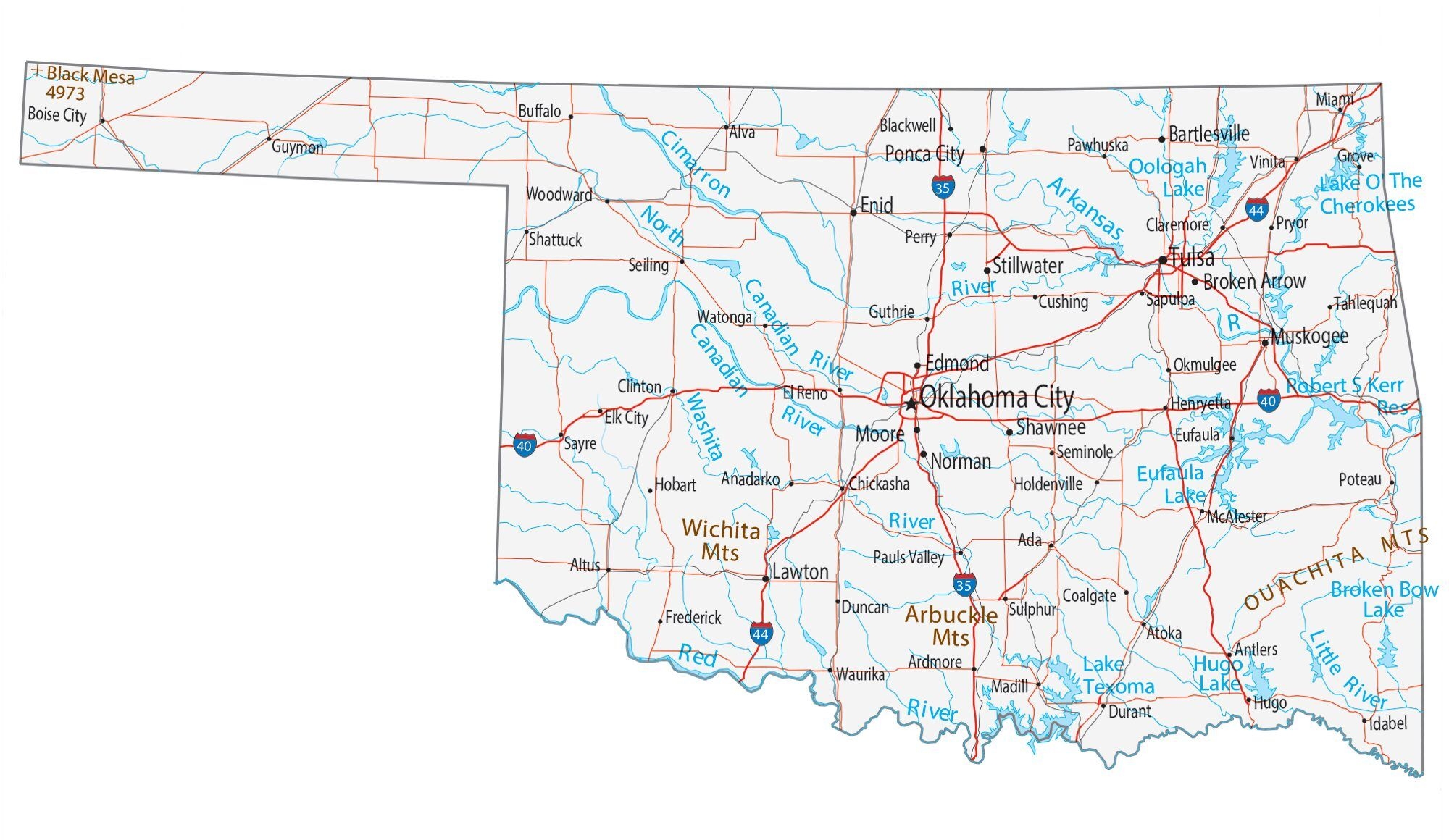 Printable Oklahoma State Map