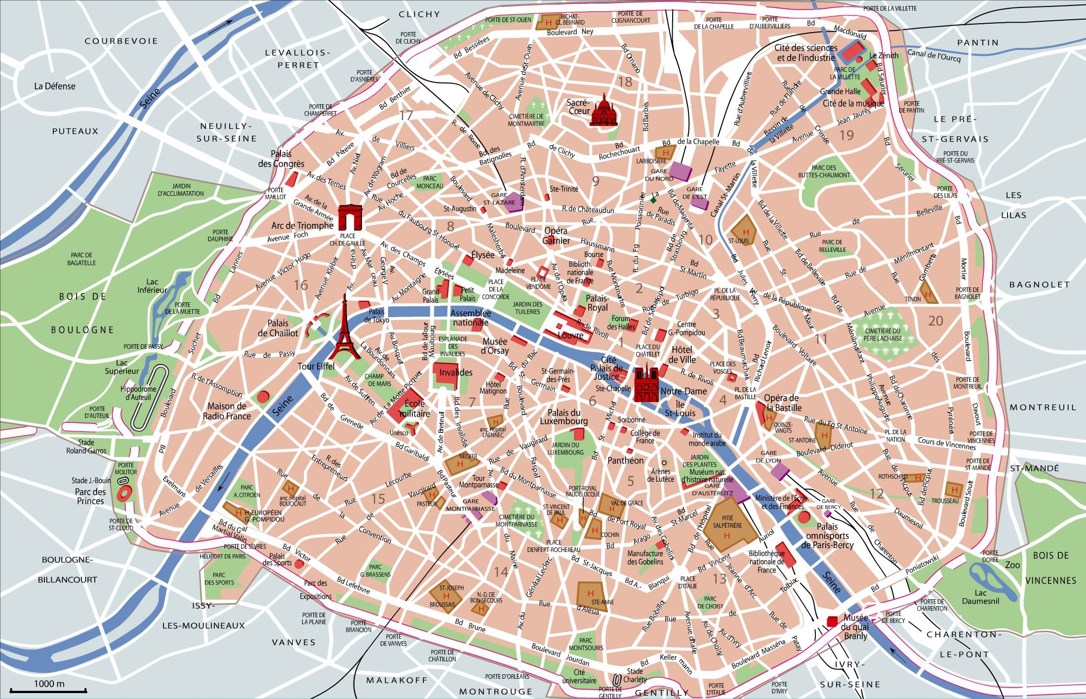 Paris Printable Maps For Tourists