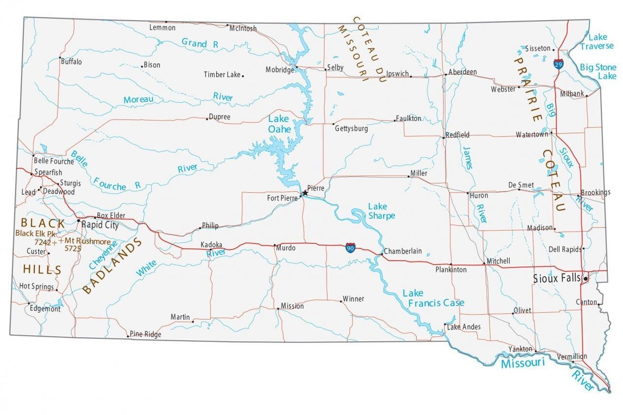 Printable Map Of Black Hills Sd