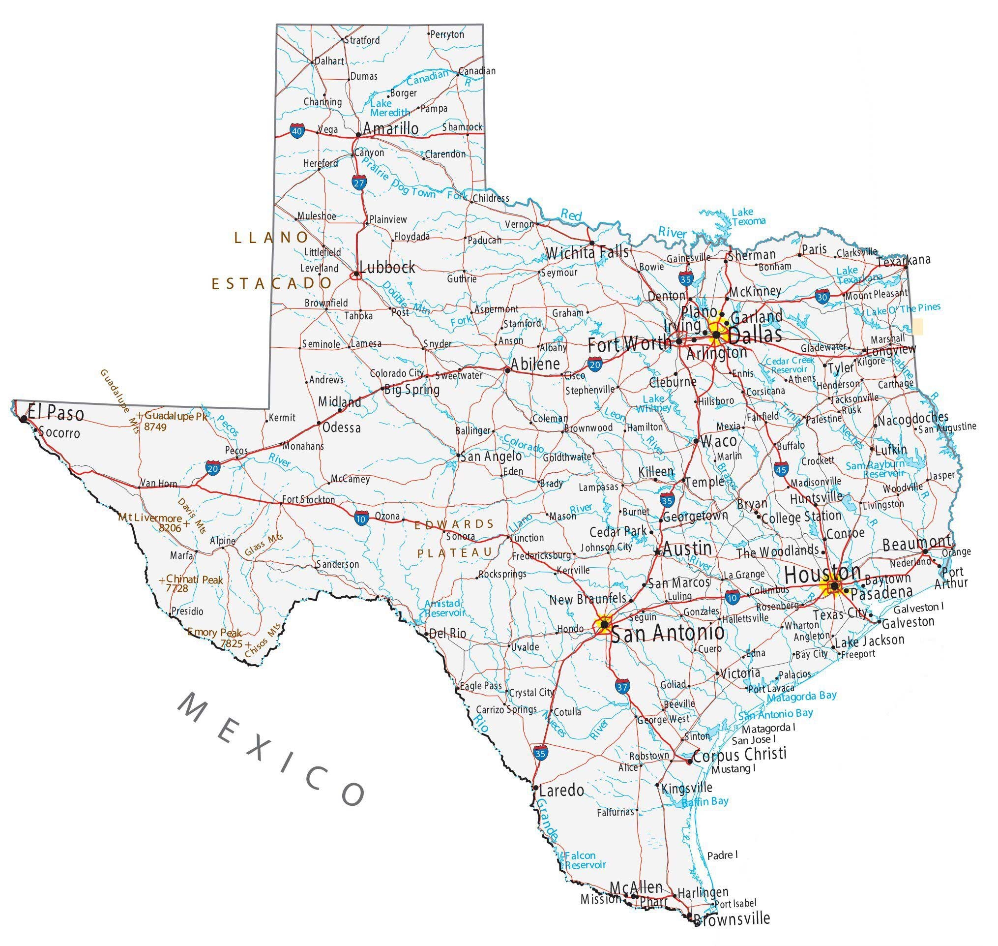Map Of Texas Printable