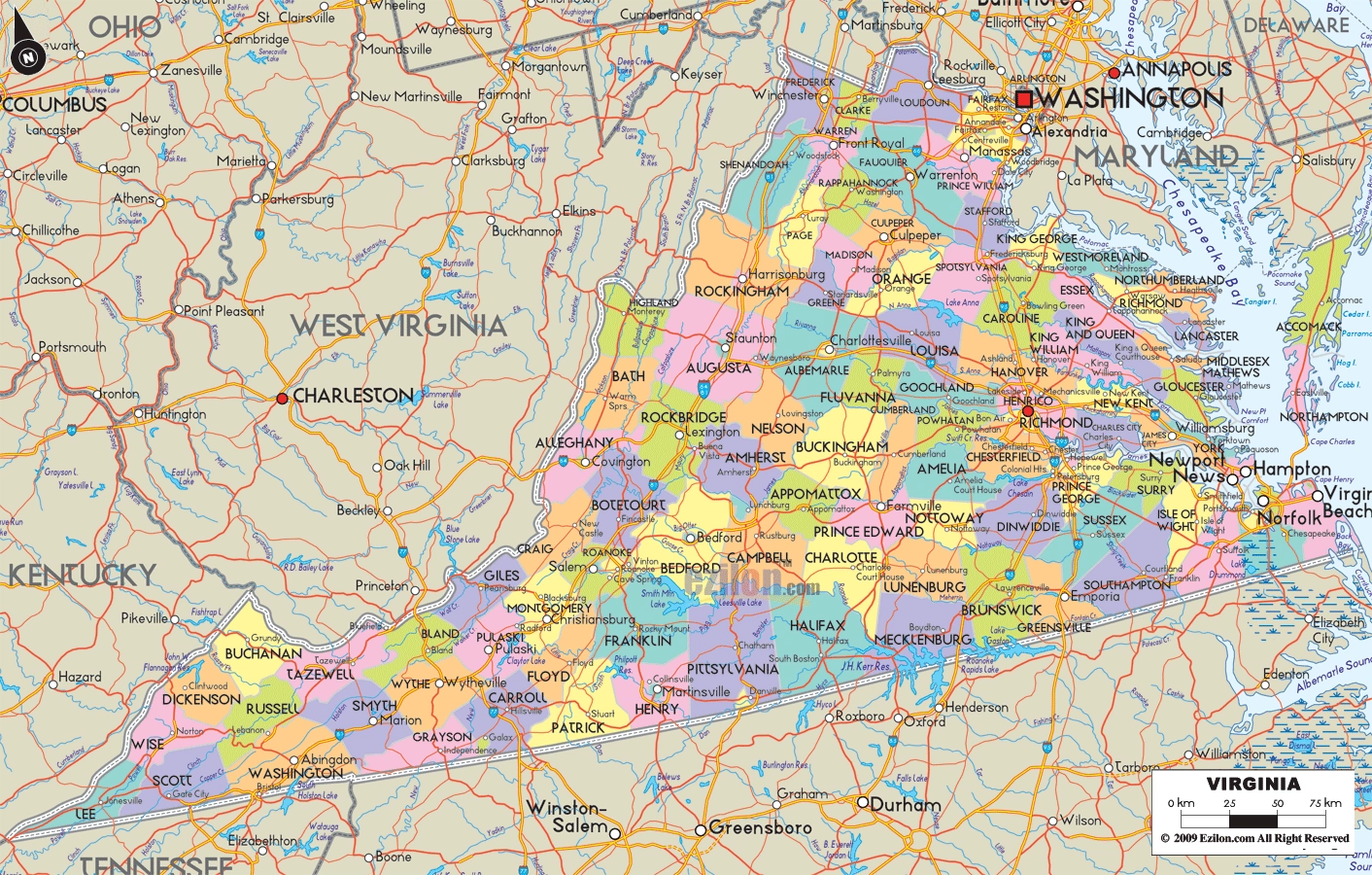 Printable Map Of Northern Virginia