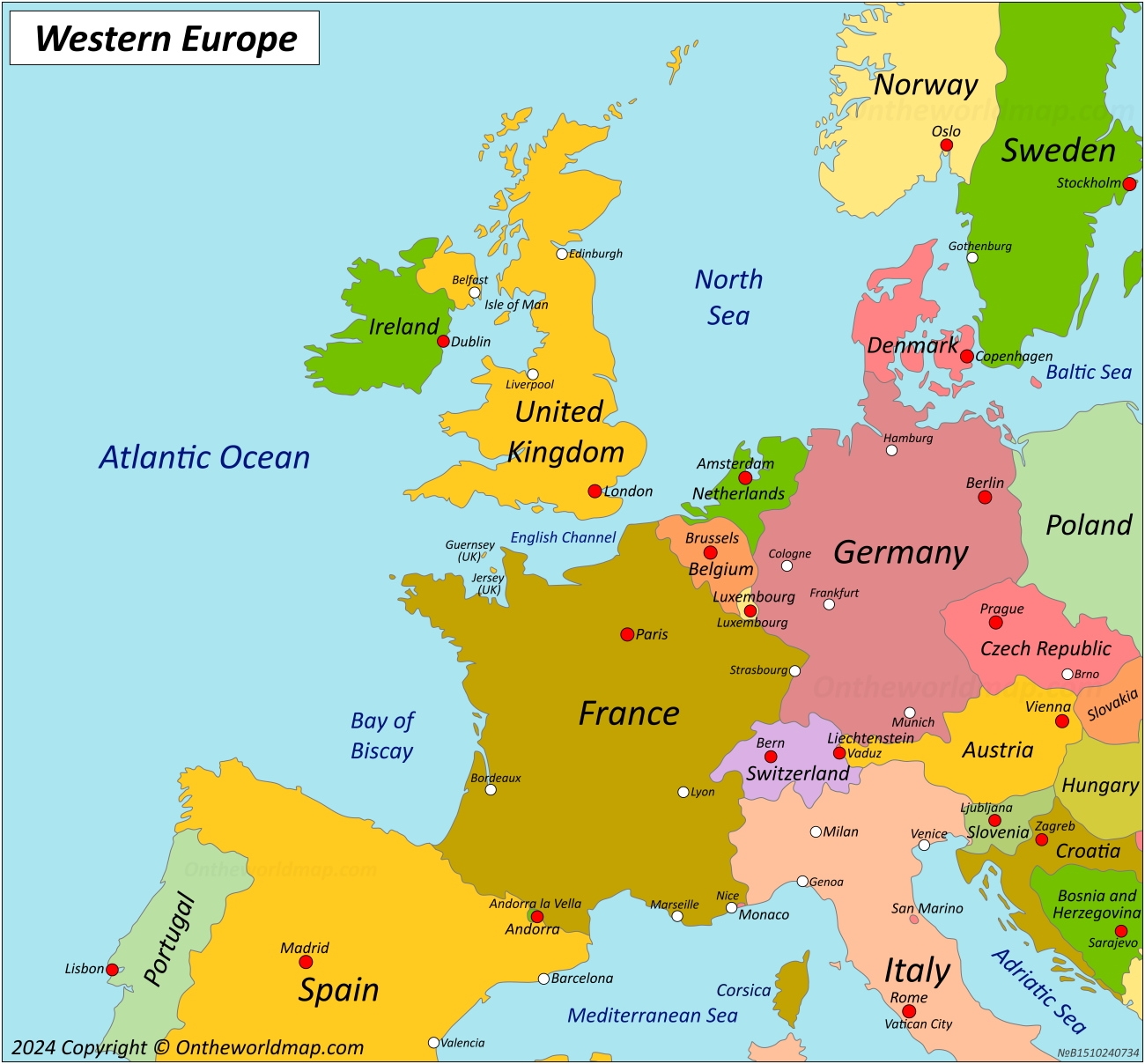 Map Of Western Europe Ontheworldmap