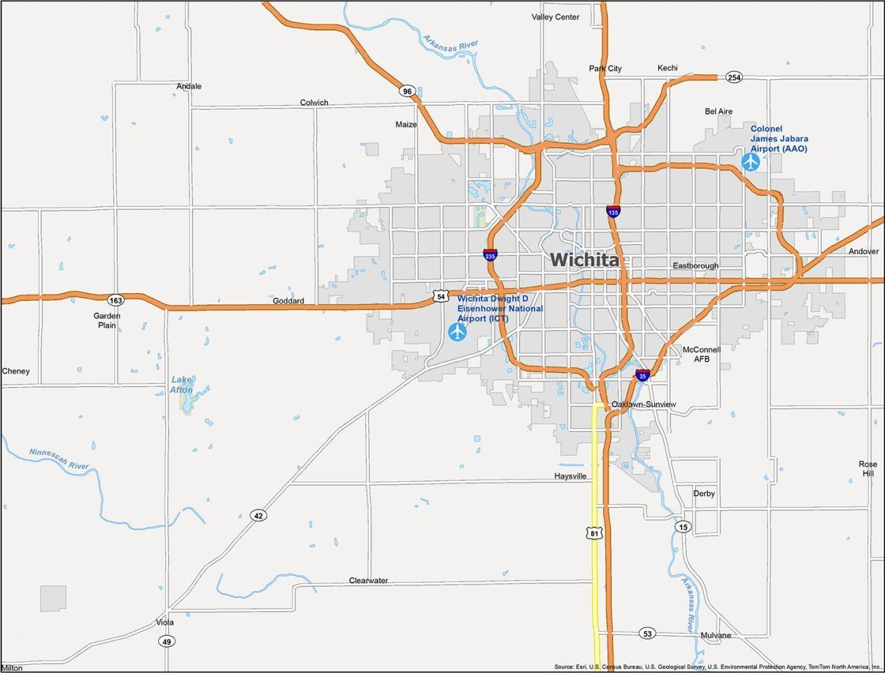 Map Of Wichita Kansas GIS Geography