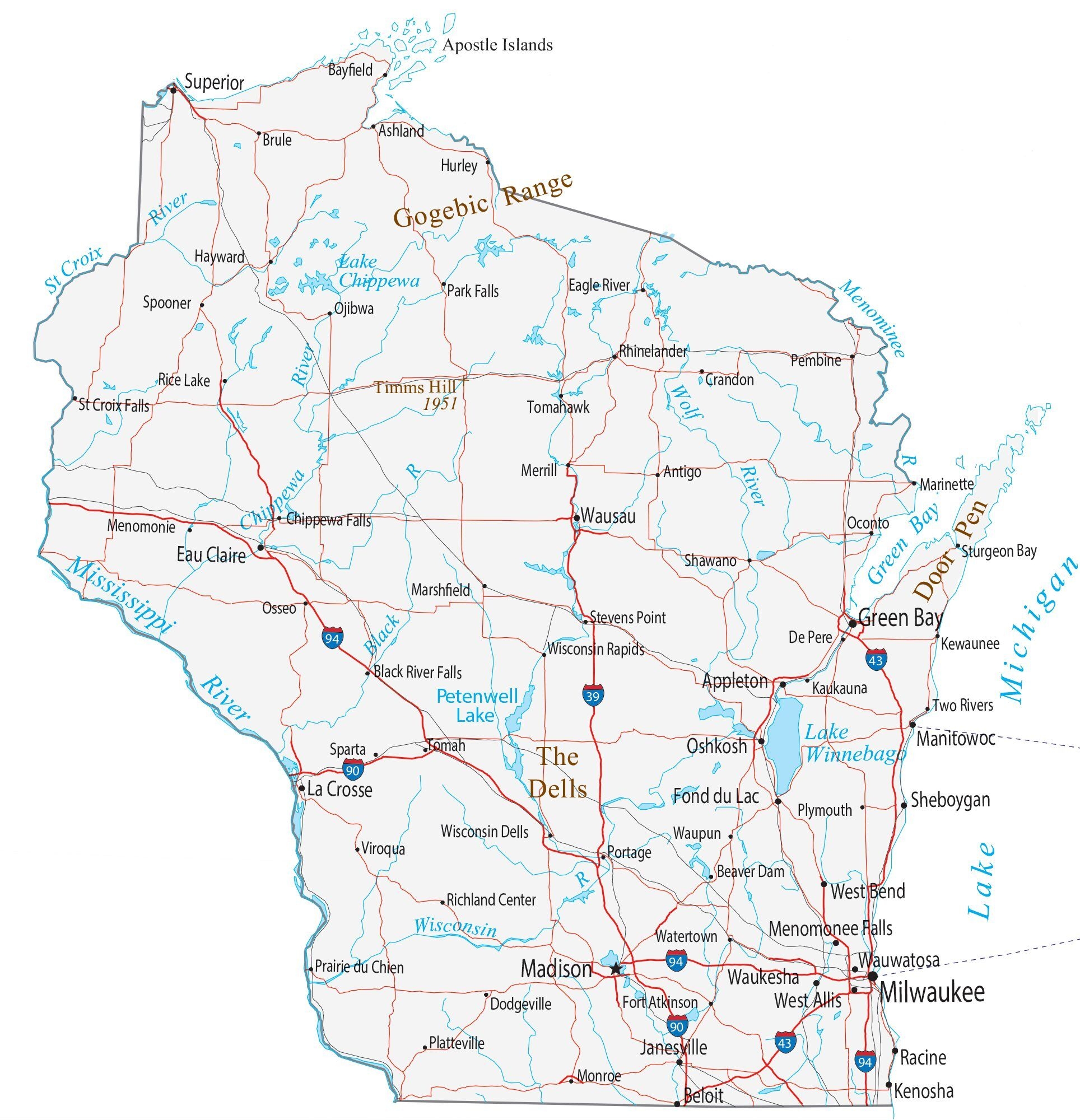 Wisconsin County Map Printable