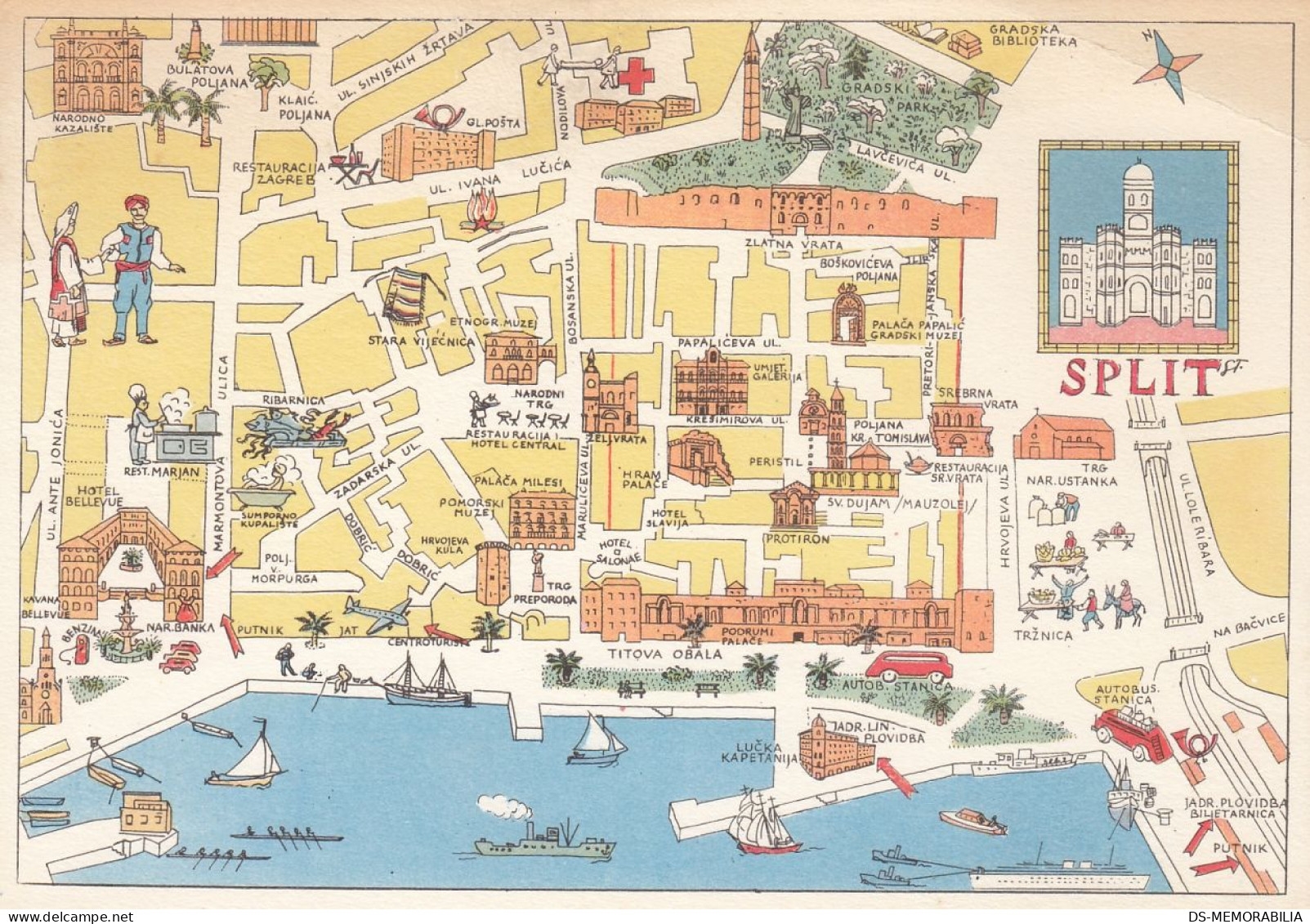 Maps Map Postcard Split Croatia