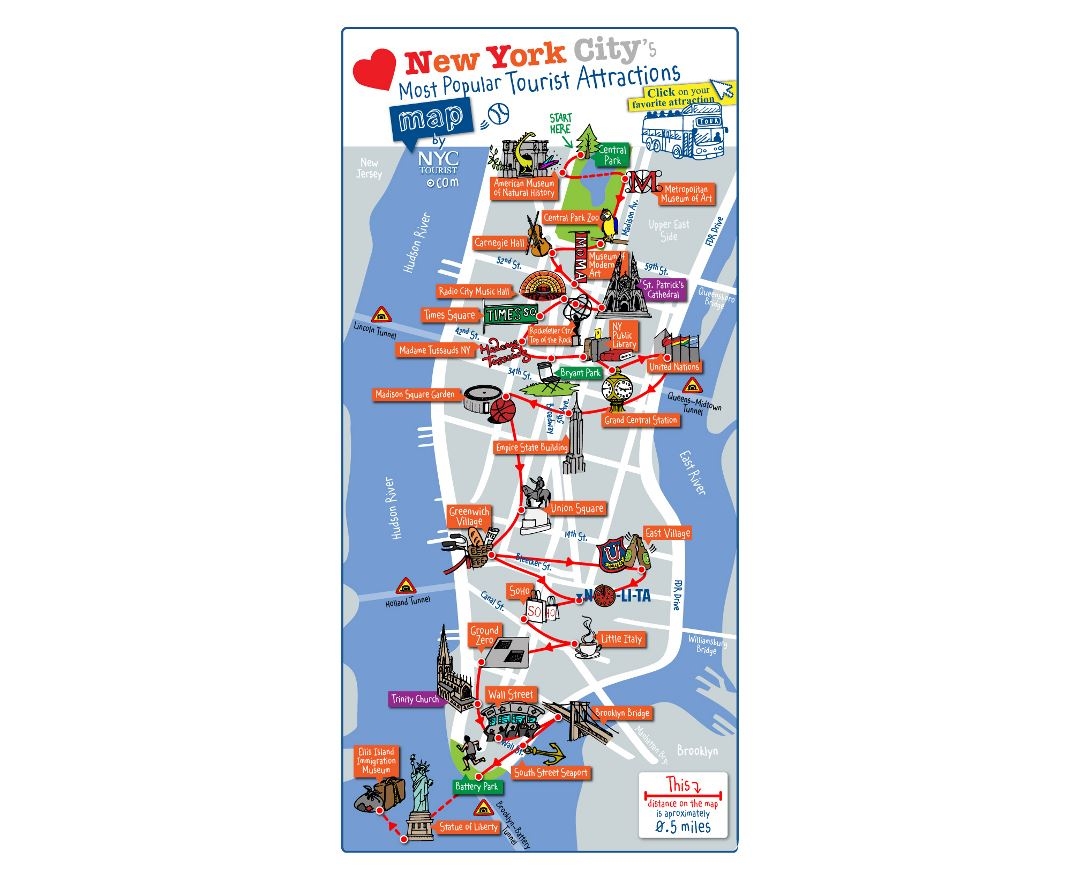 Map Of Manhattan Attractions Printable Map Of Manhattan Attractions Printable