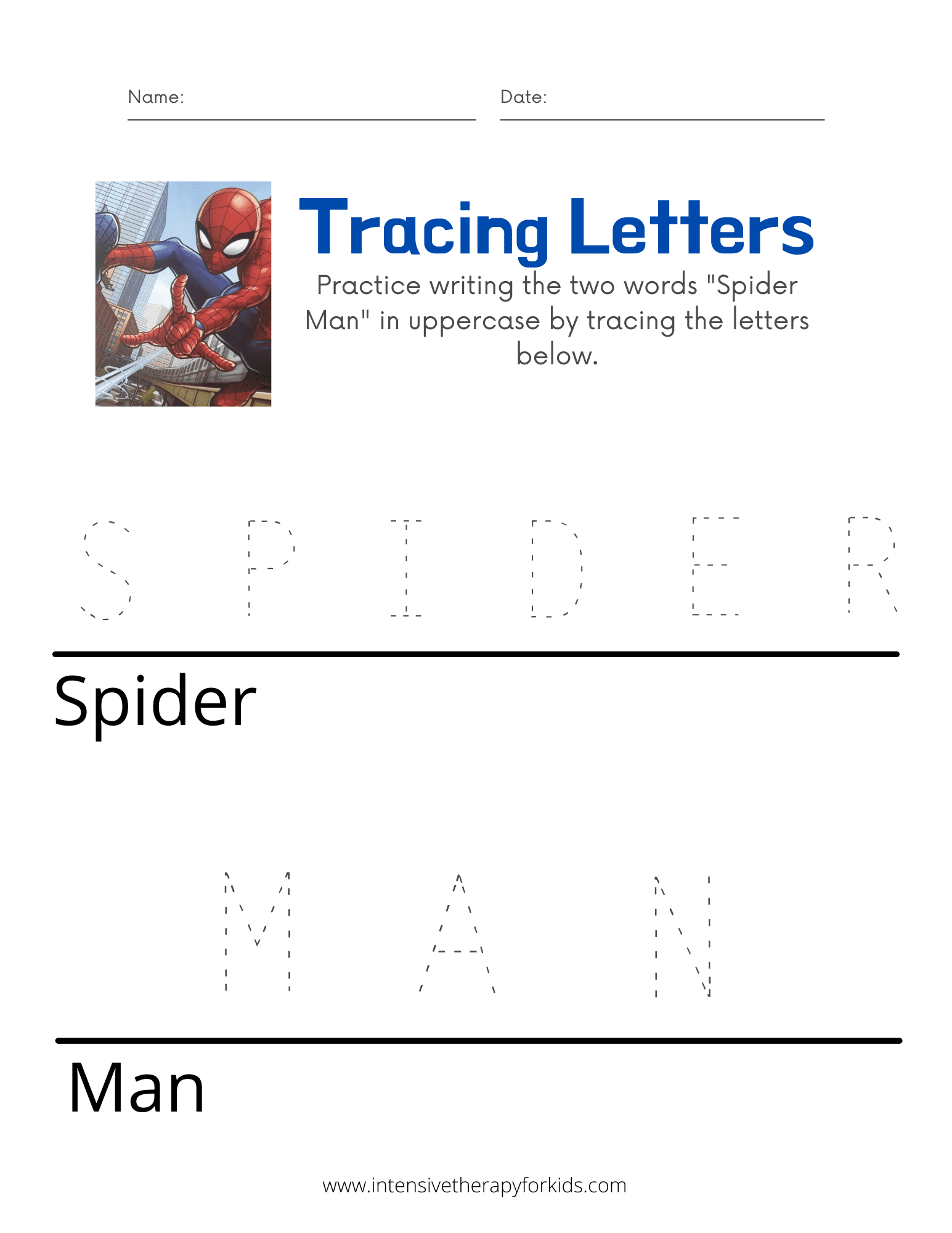 Free Printable Spiderman Worksheets Preschool