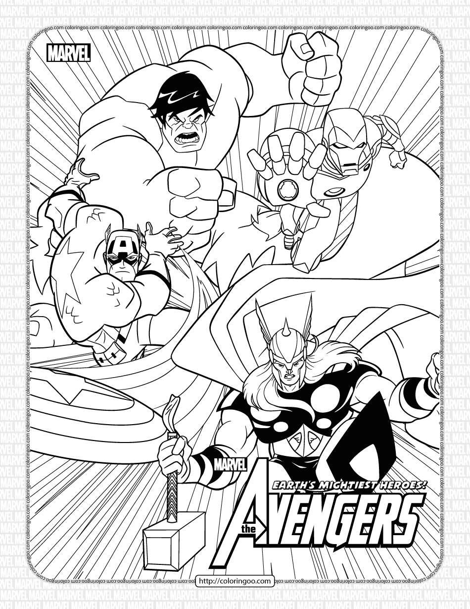Marvel The Avengers Characters Coloring Page