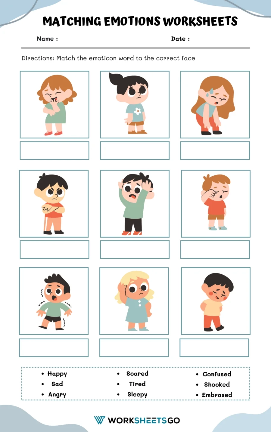 Matching Emotions Worksheets WorksheetsGO