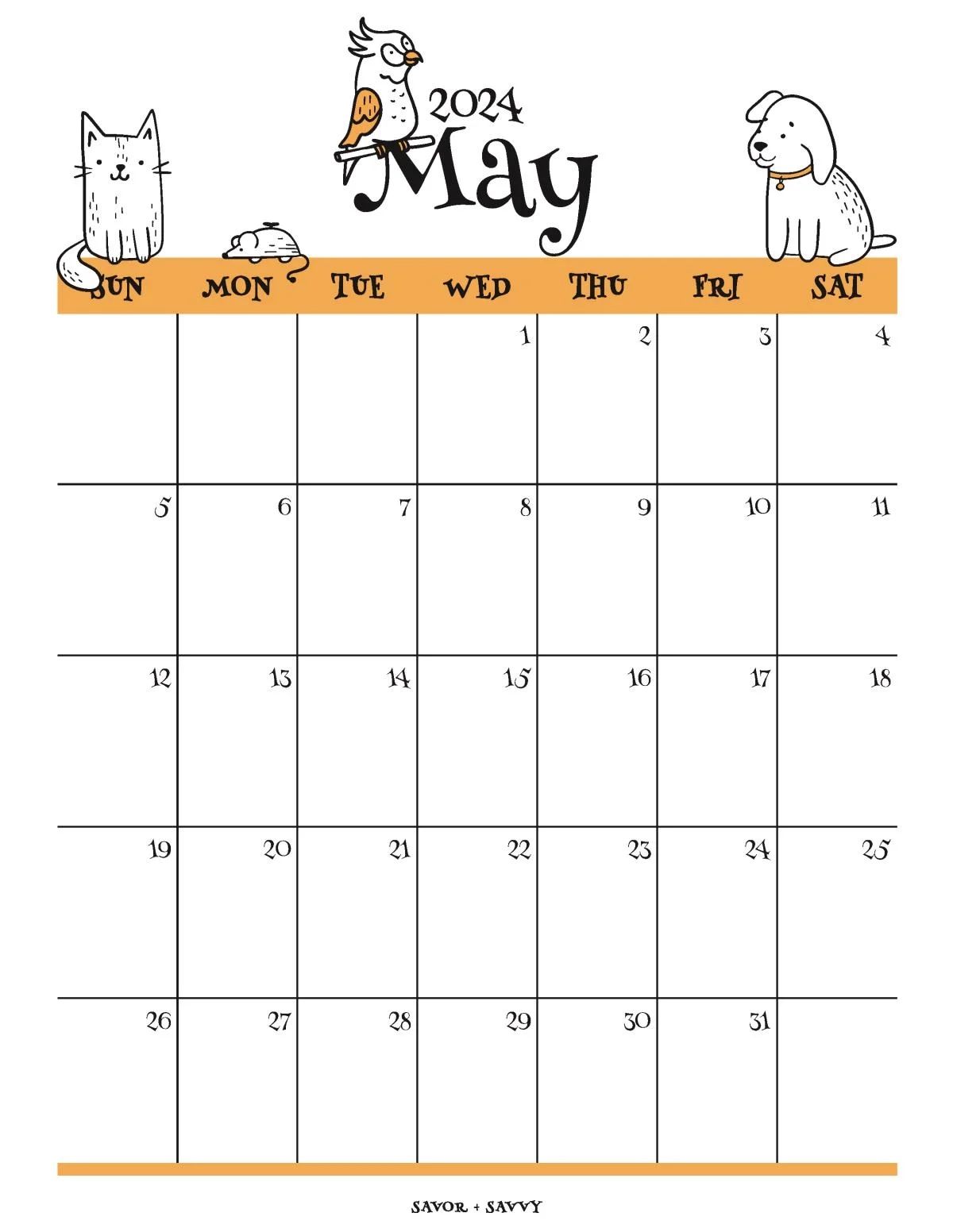 May 2024 Calendar Templates 14 Free Printables Savor Savvy May 2024 Calendar Templates 14 Free Printables Savor Savvy
