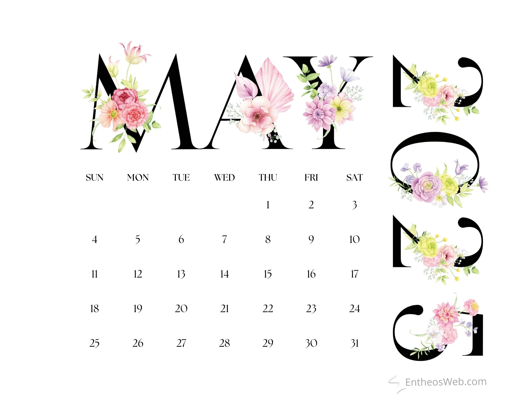 May 2025 Calendar Printables EntheosWeb