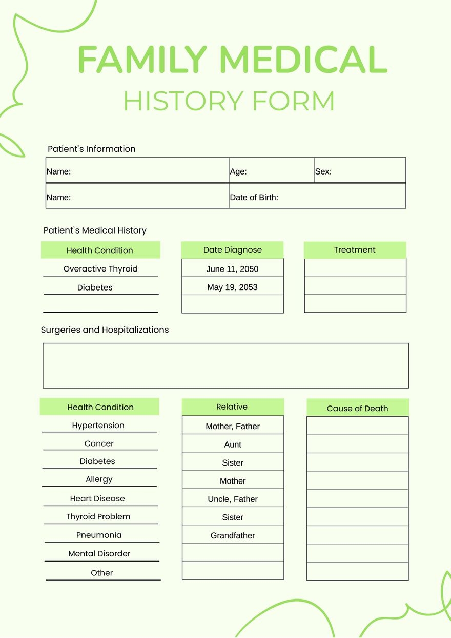 Medical Family History Chart In Illustrator PDF Download Template Medical Family History Chart In Illustrator PDF Download Template