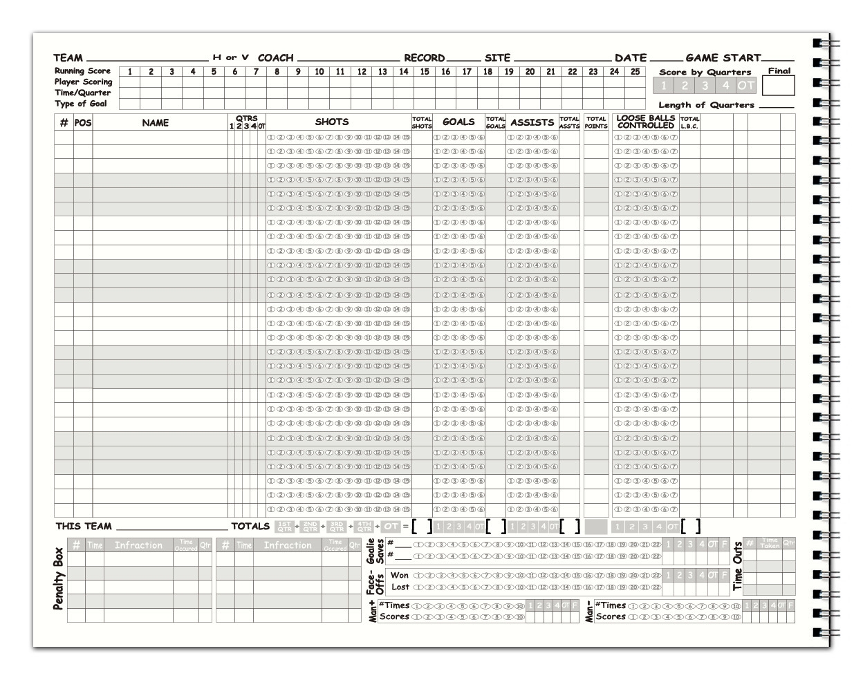 Printable Lacrosse Stat Sheet Template