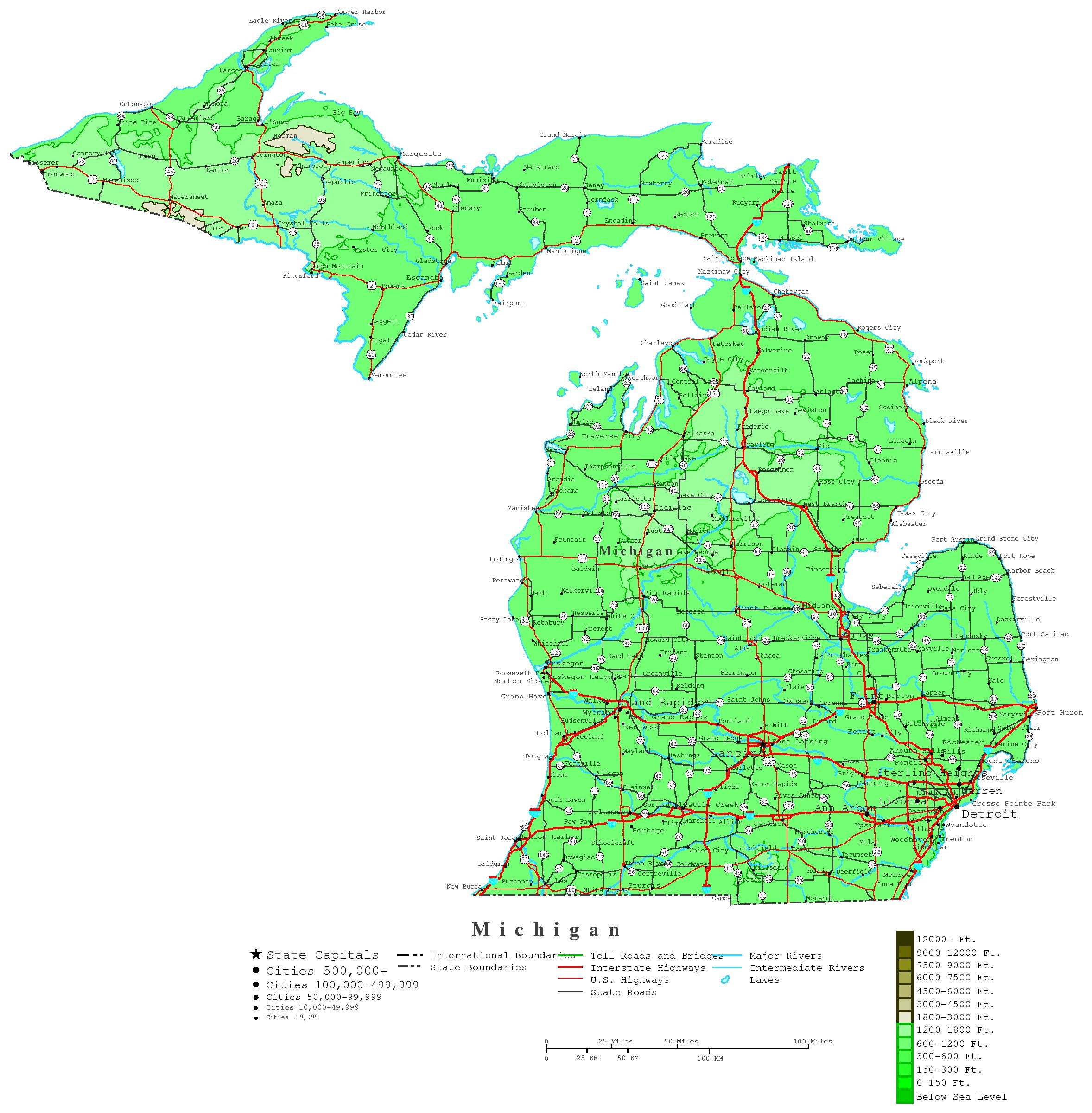 Map Of Michigan Printable