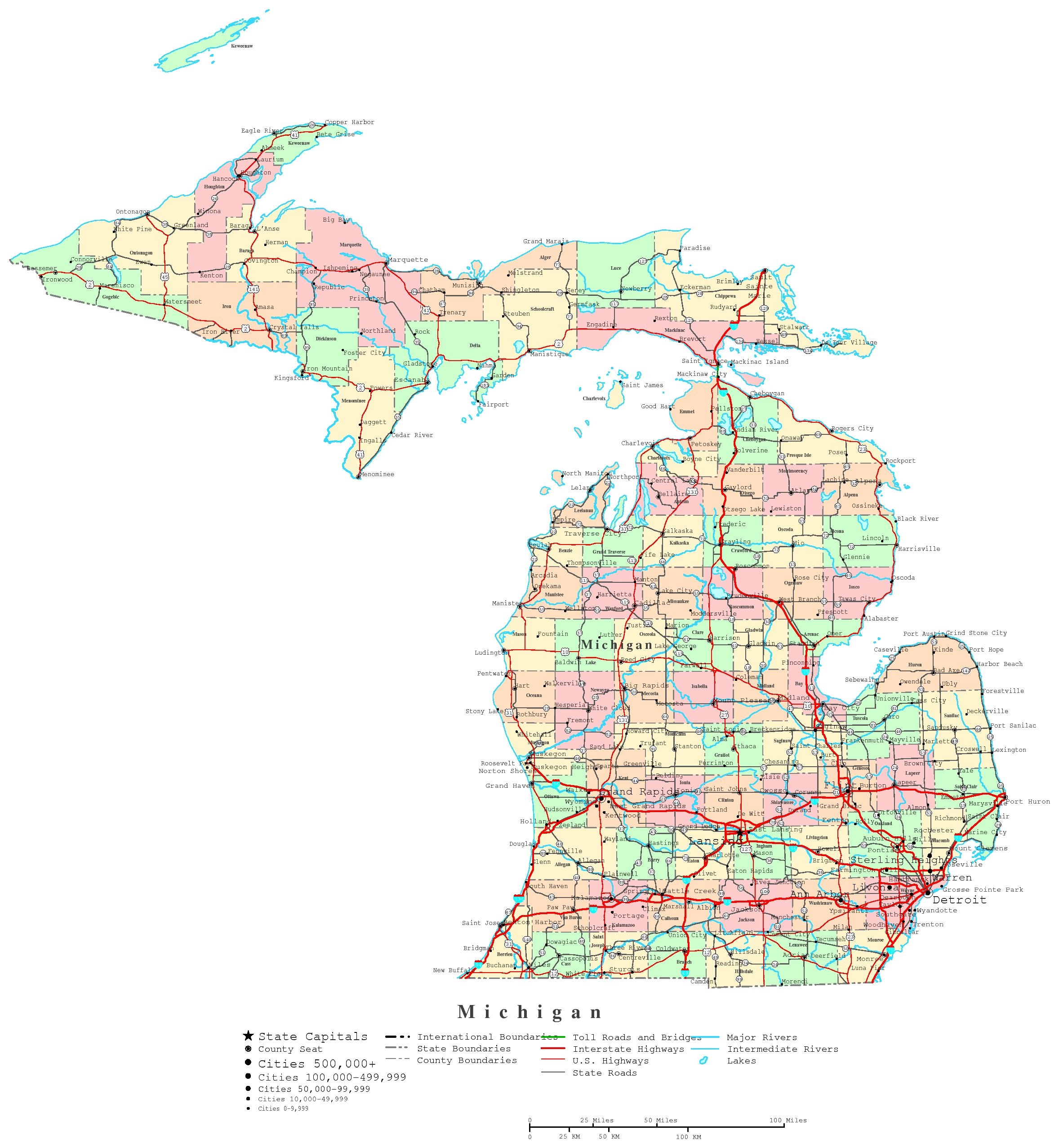 Map Of Michigan Printable