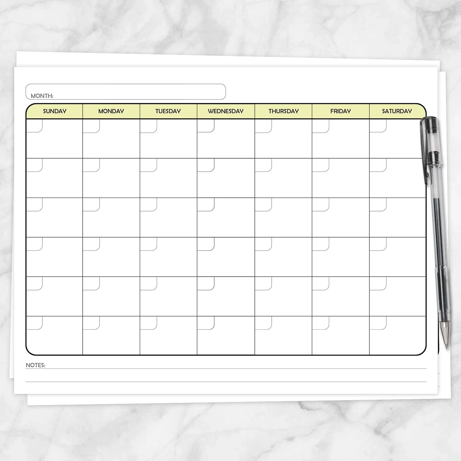 Modern Blank Monthly Calendar Yellow Full Page Printable Printable Planning Modern Blank Monthly Calendar Yellow Full Page Printable Printable Planning