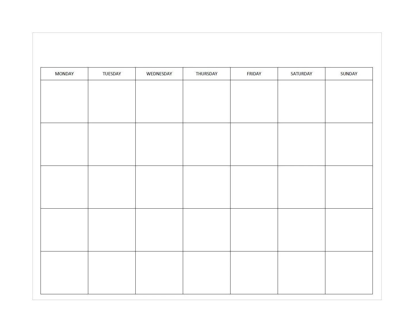 Free Printable Calendar Monday To Sunday